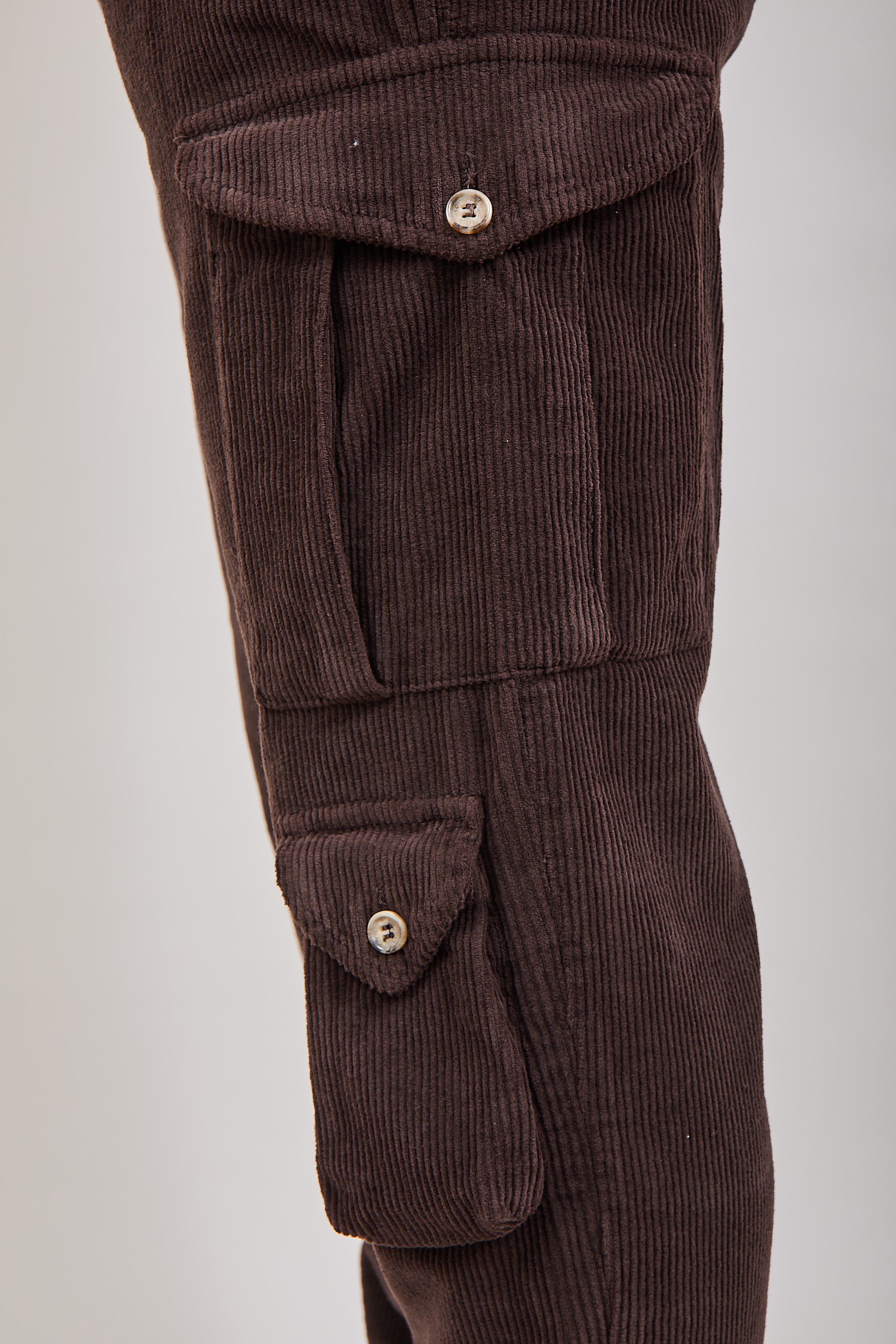 Pantalone Block Eleven Cargo Velluto Castagno