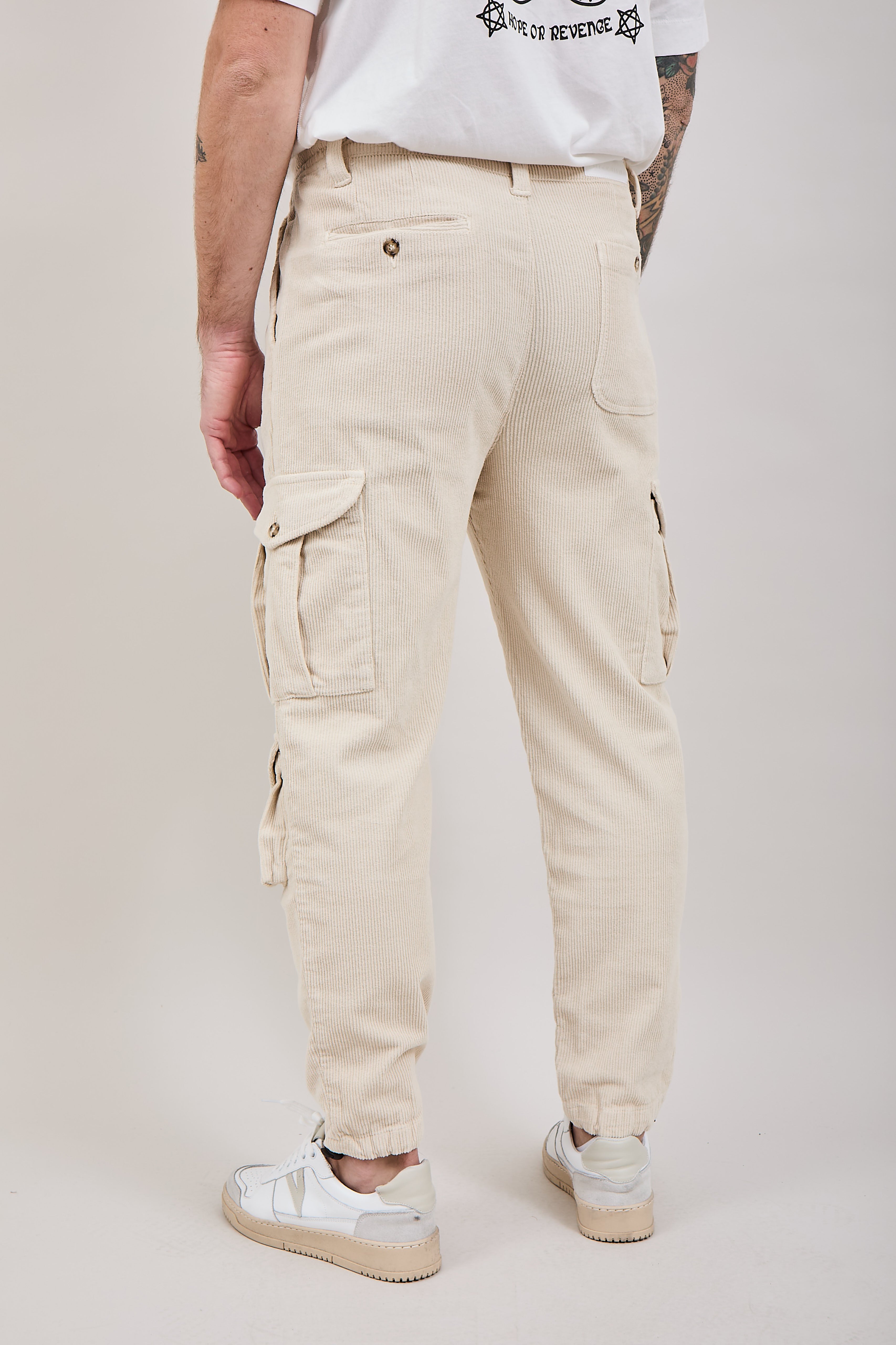 Pantalone Block Eleven Cargo Velluto Beige