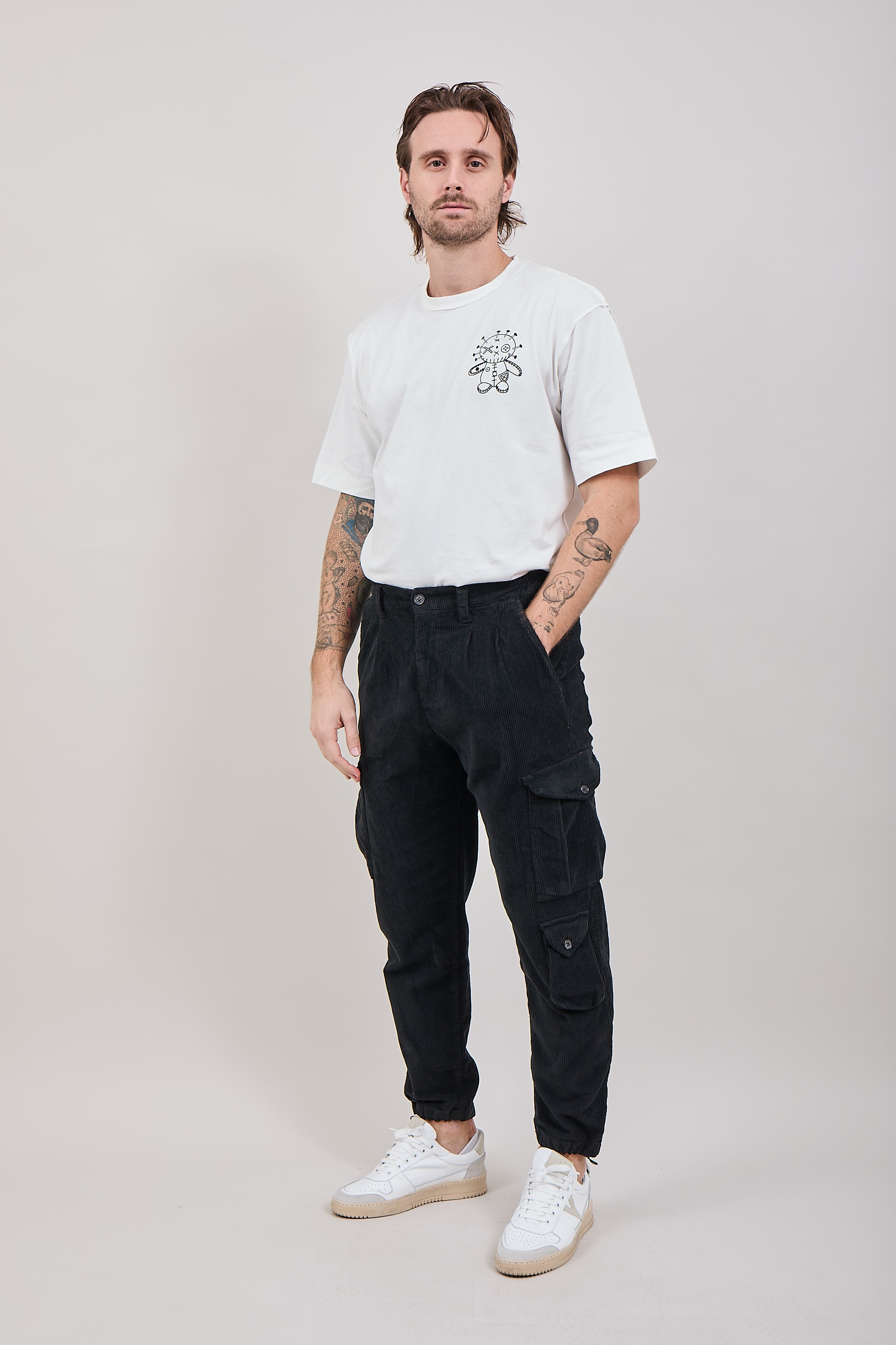 Pantalone Block Eleven Cargo Velluto Nero