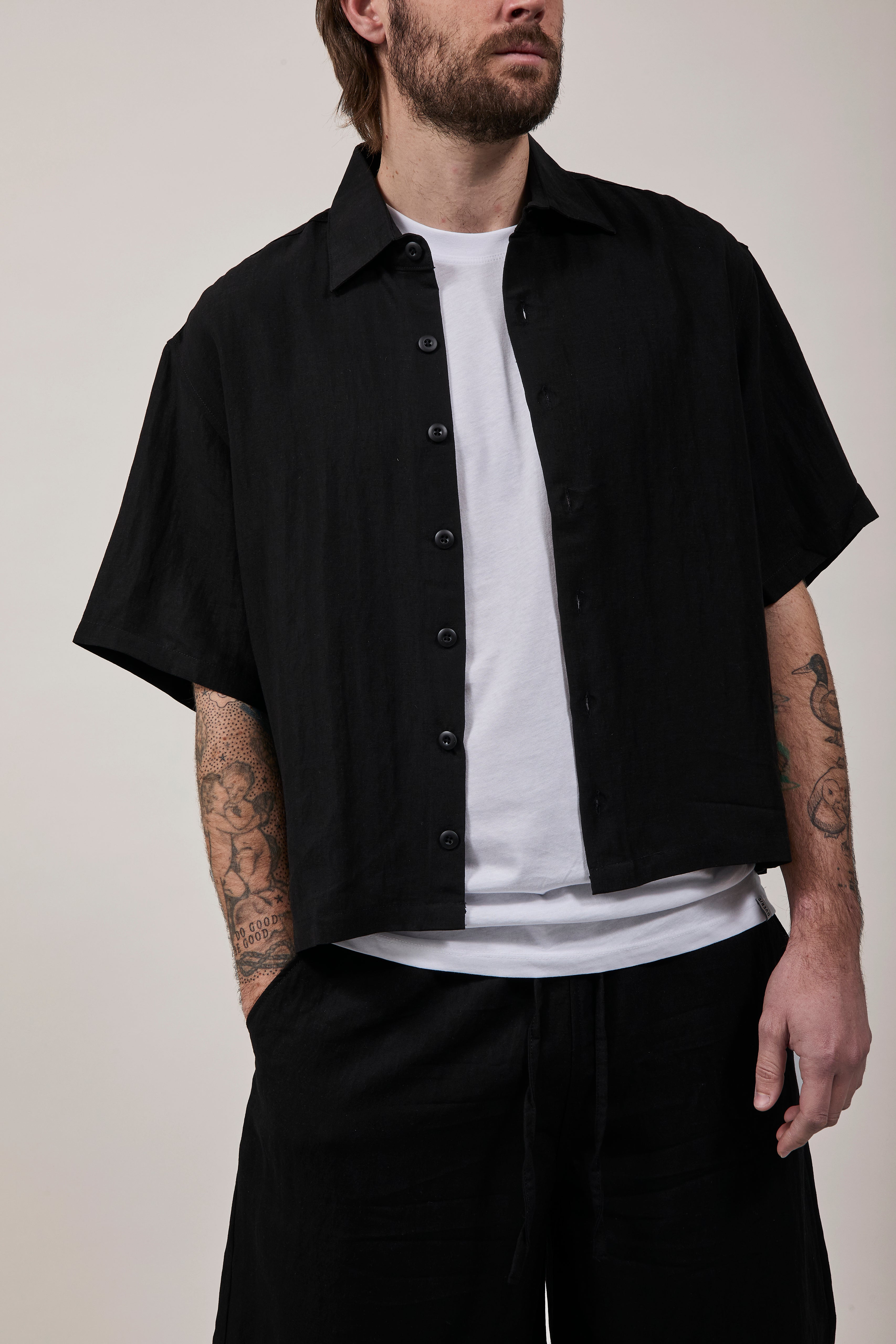 Camicia Crop Berna Tencel 102 Nero