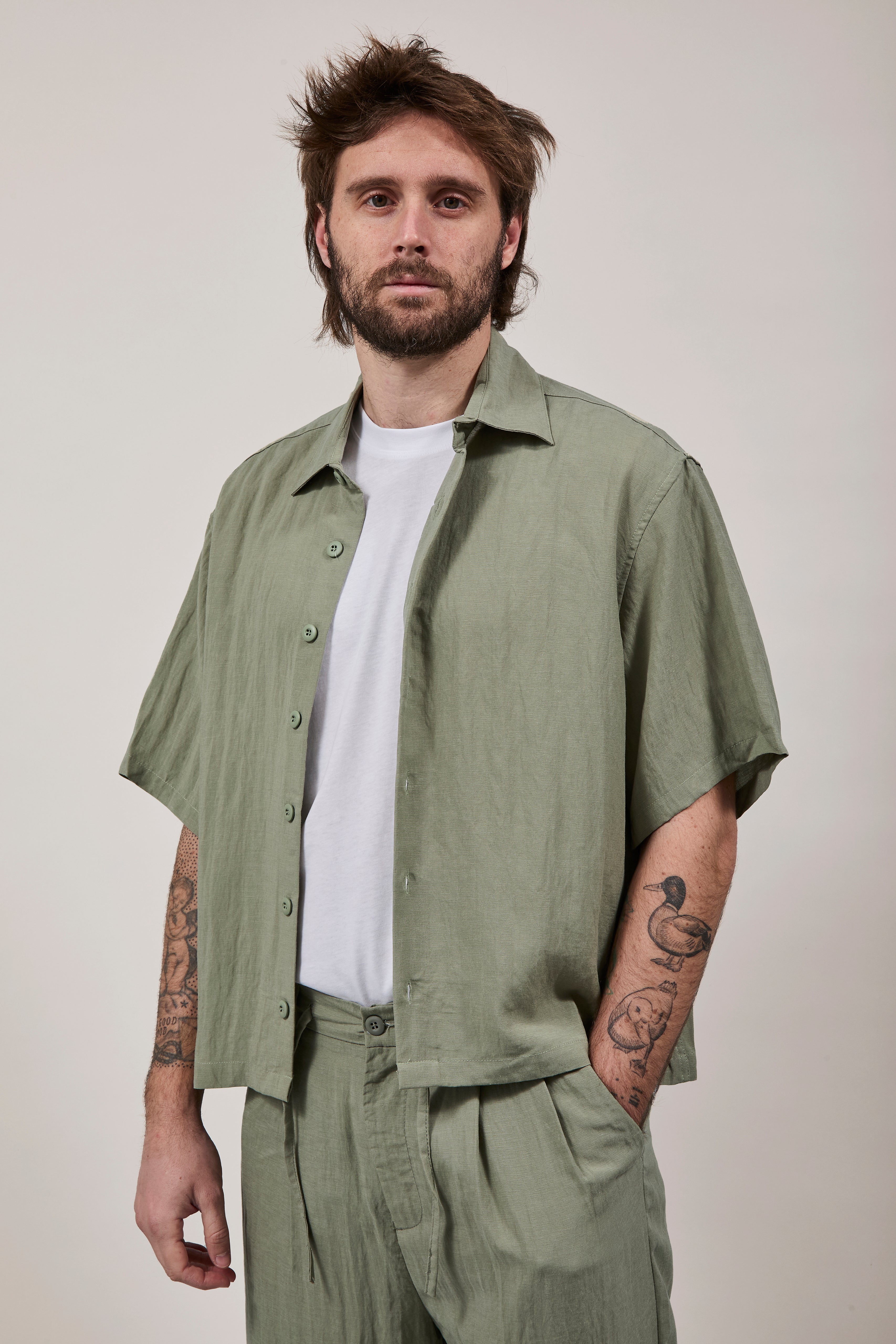 Camicia Crop Berna Tencel 102 Salvia