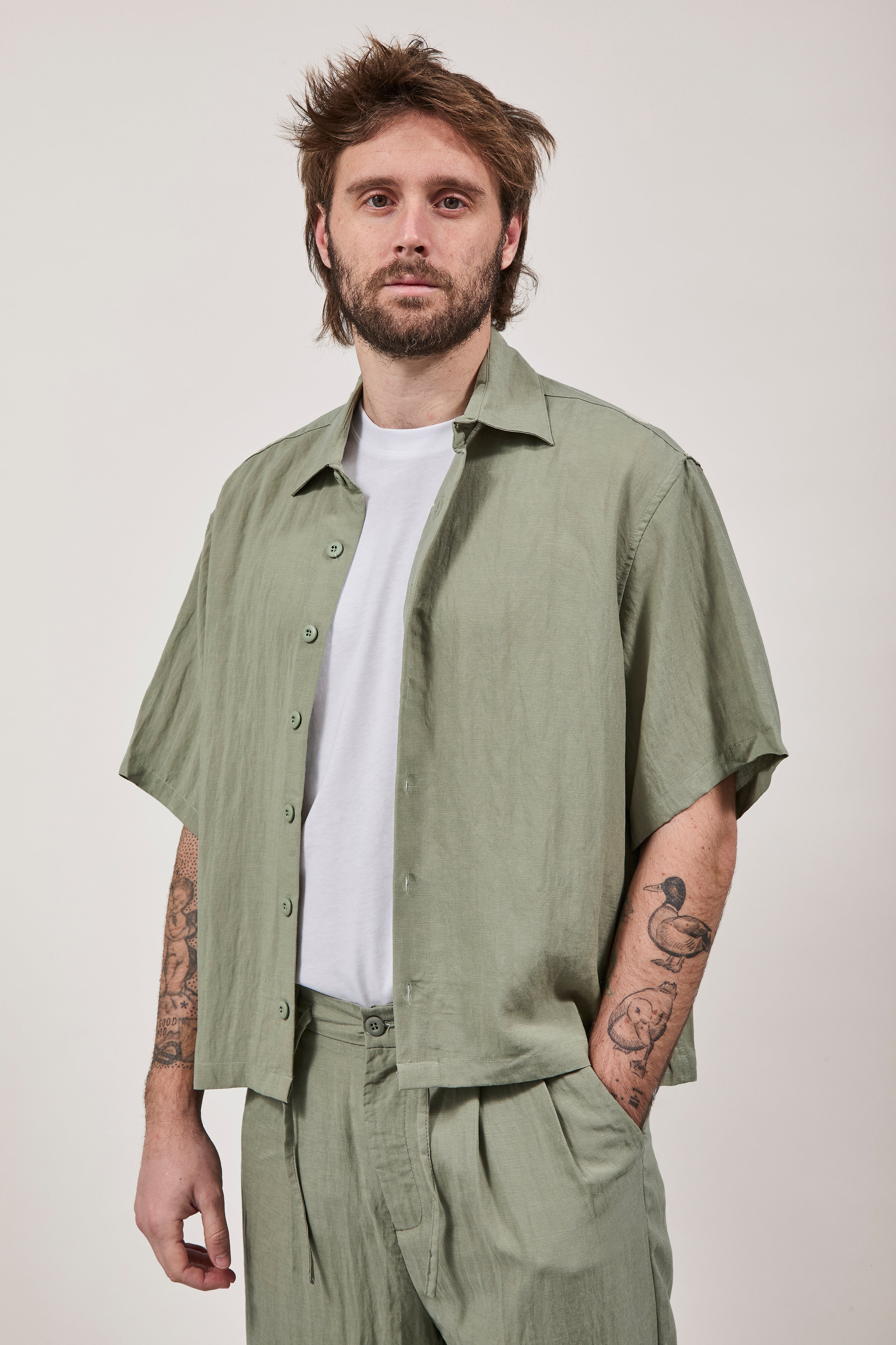 Camicia Crop Berna Tencel 102 Salvia