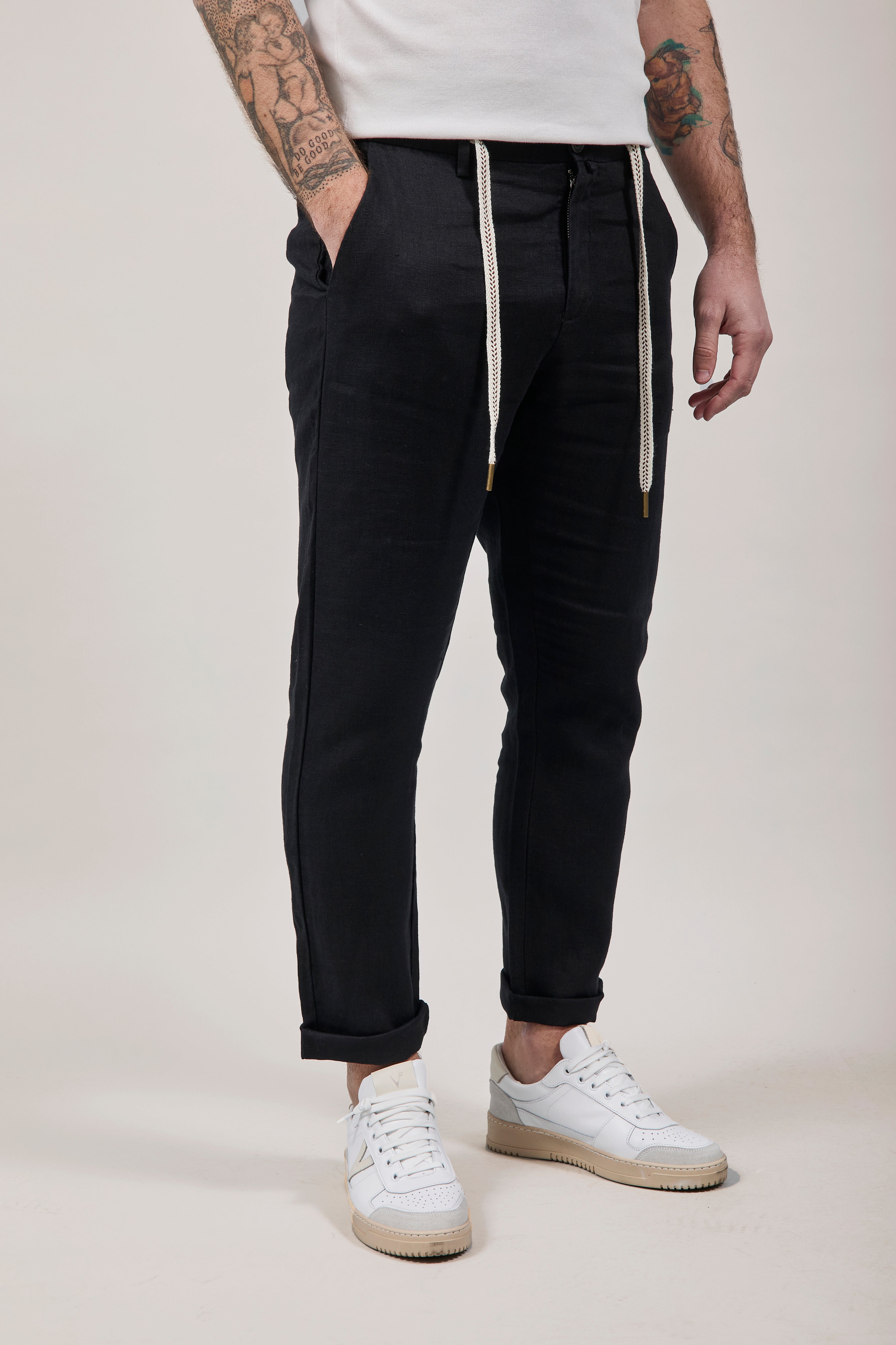 Pantalone Lino Gianni Lupo Michigan Nero