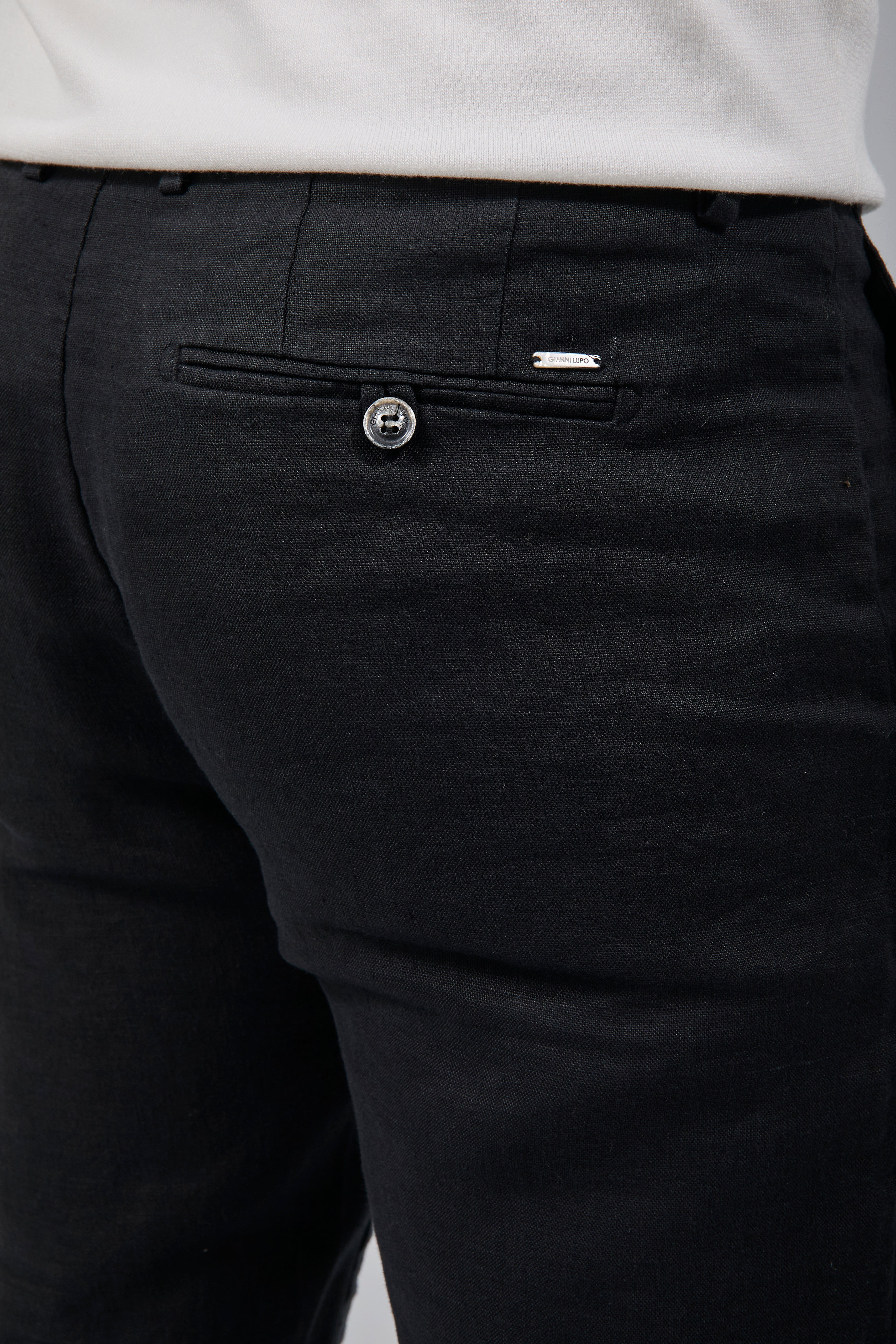 Pantalone Lino Gianni Lupo Michigan Nero
