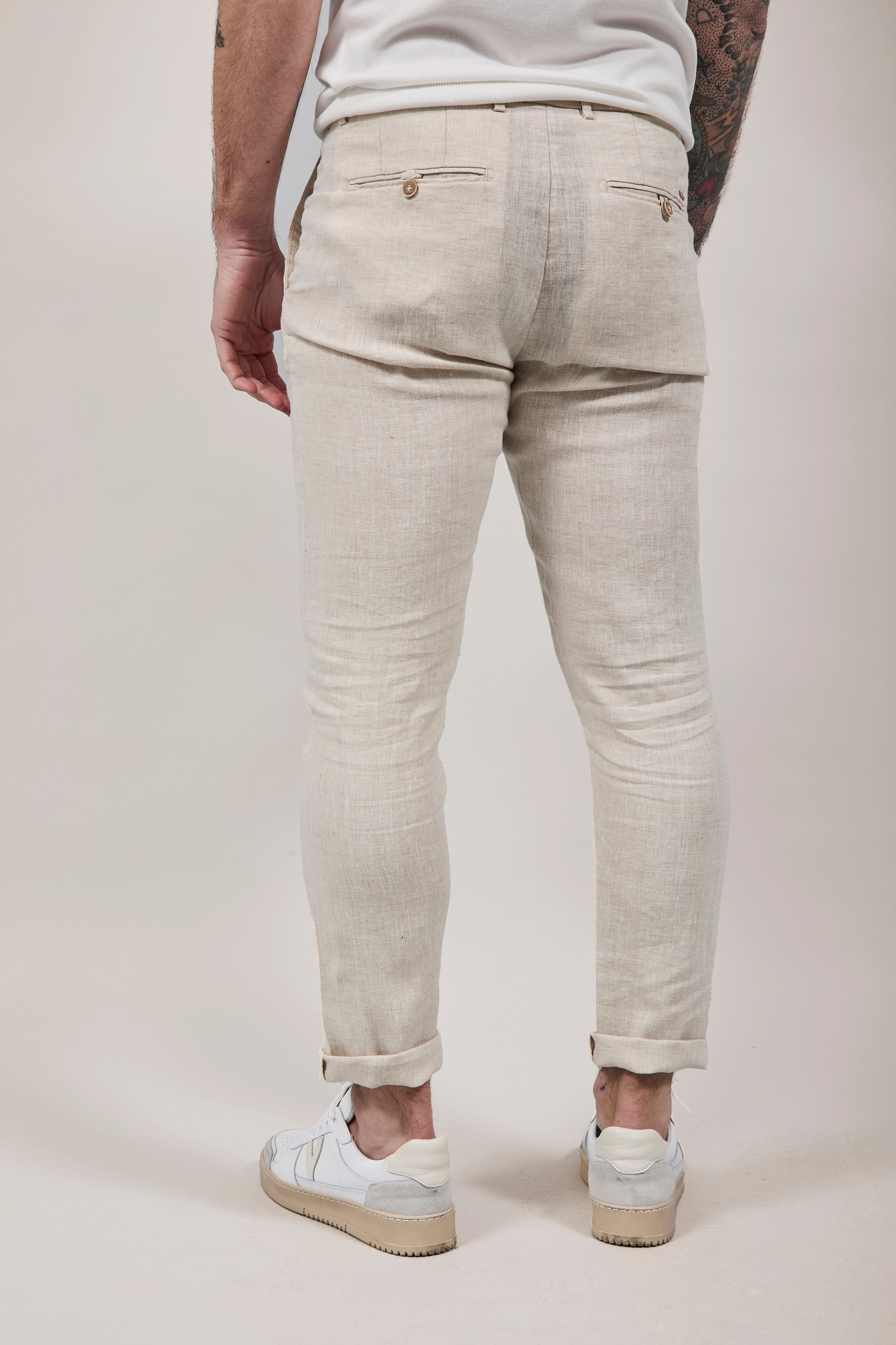 Pantalone Lino Gianni Lupo Michigan Sabbia