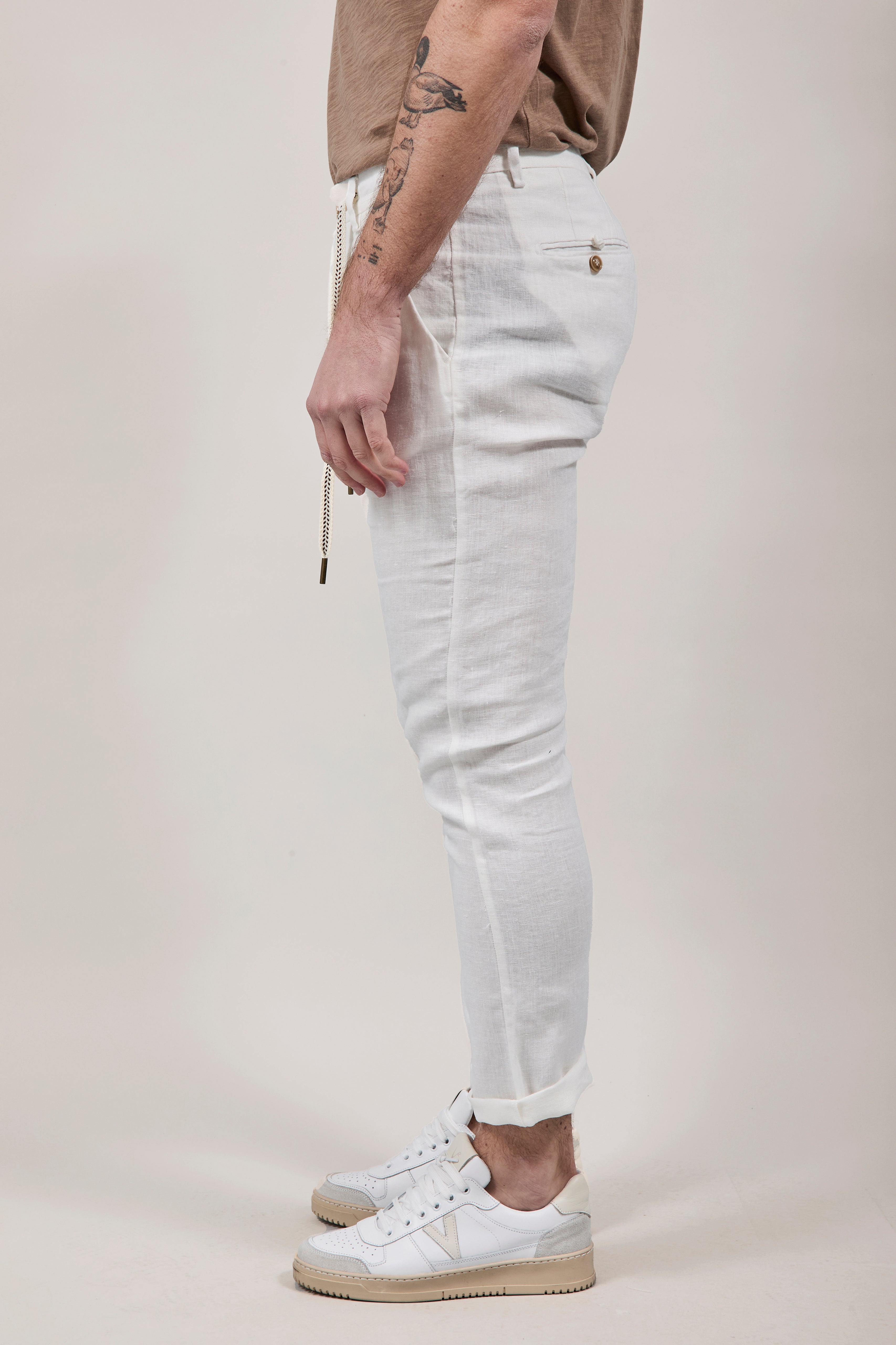 Pantalone Lino Gianni Lupo Michigan Bianco