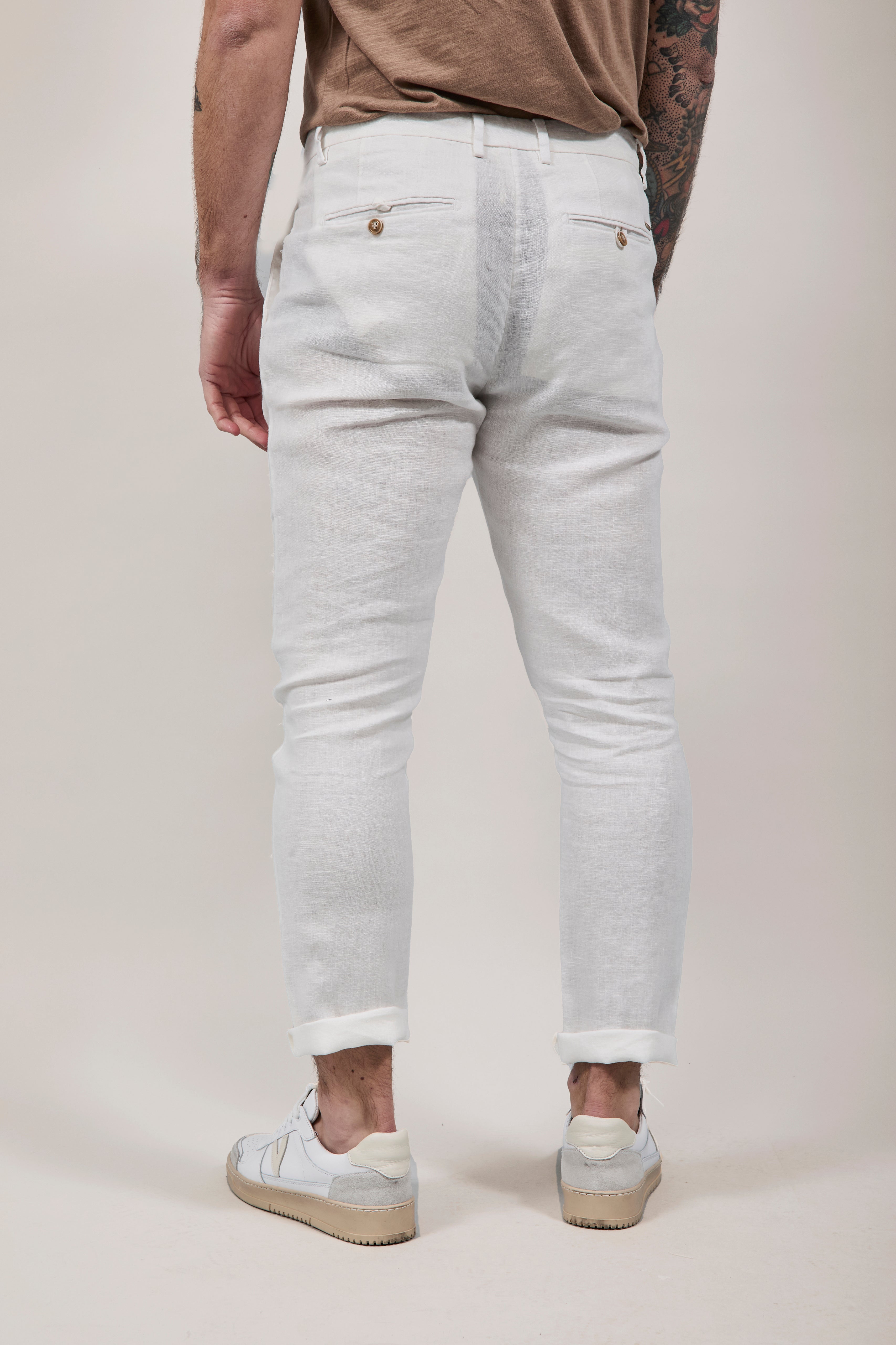 Pantalone Lino Gianni Lupo Michigan Bianco