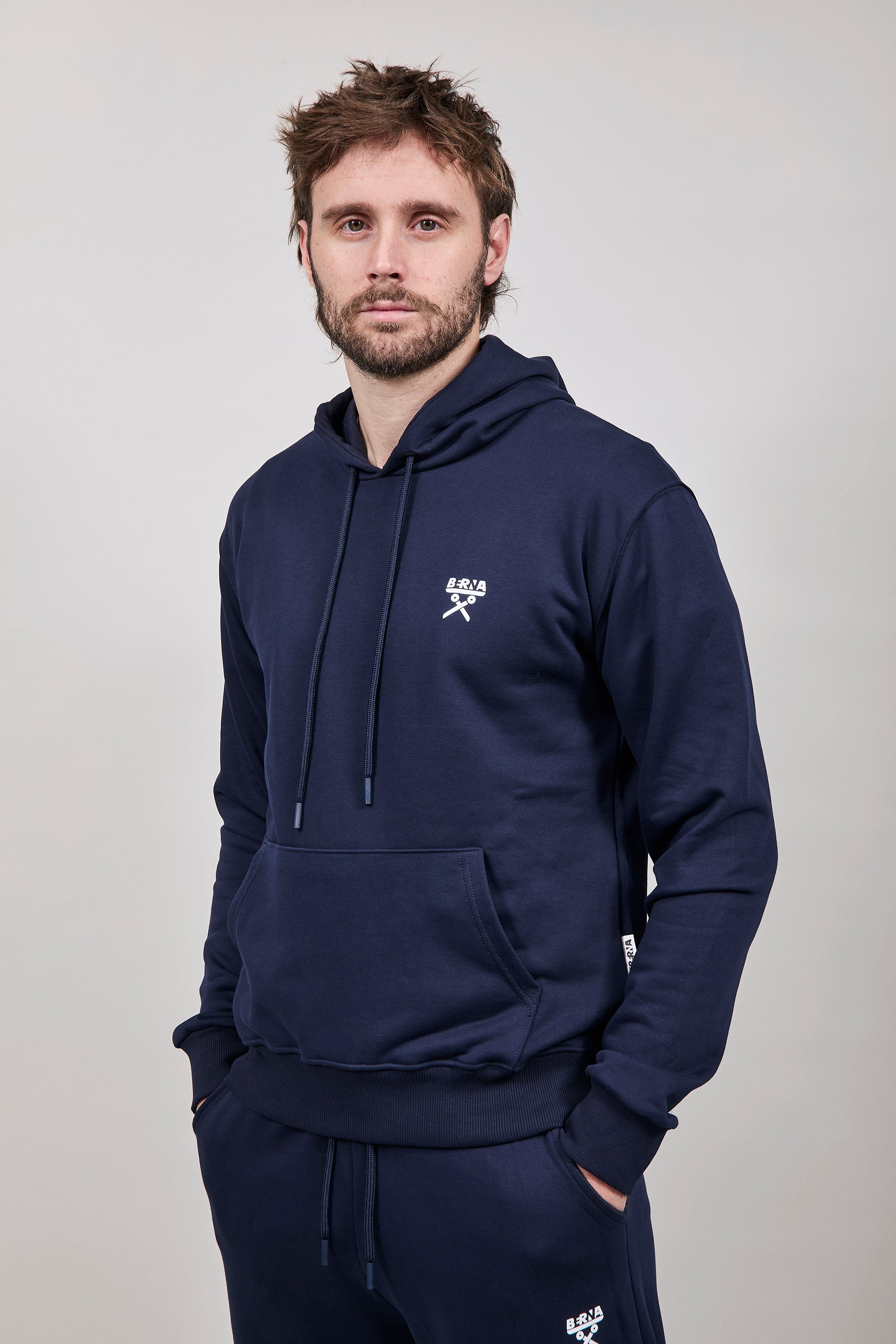 Felpa Berna Cappuccio Blu 52