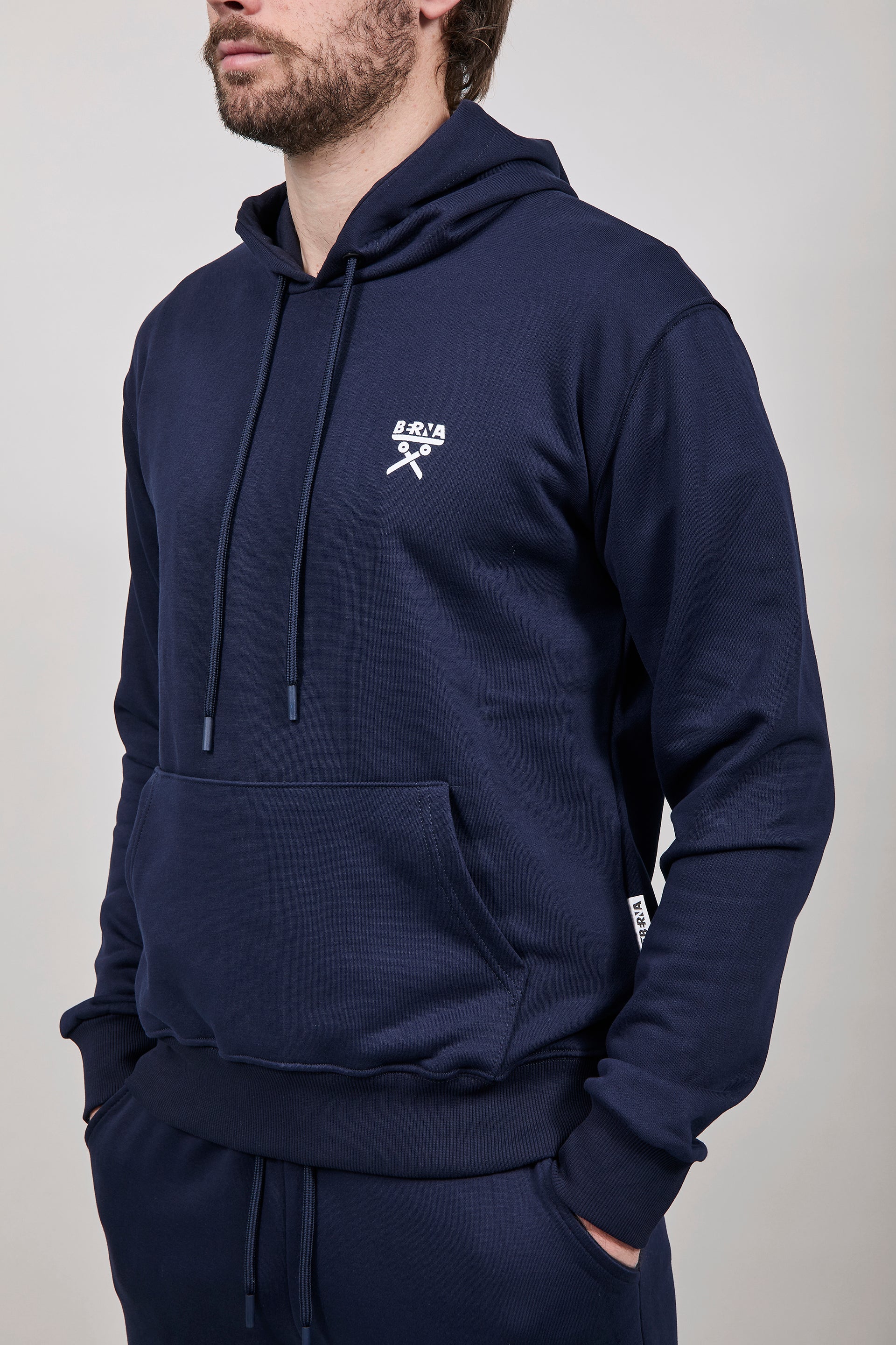 Felpa Berna Cappuccio Blu 52