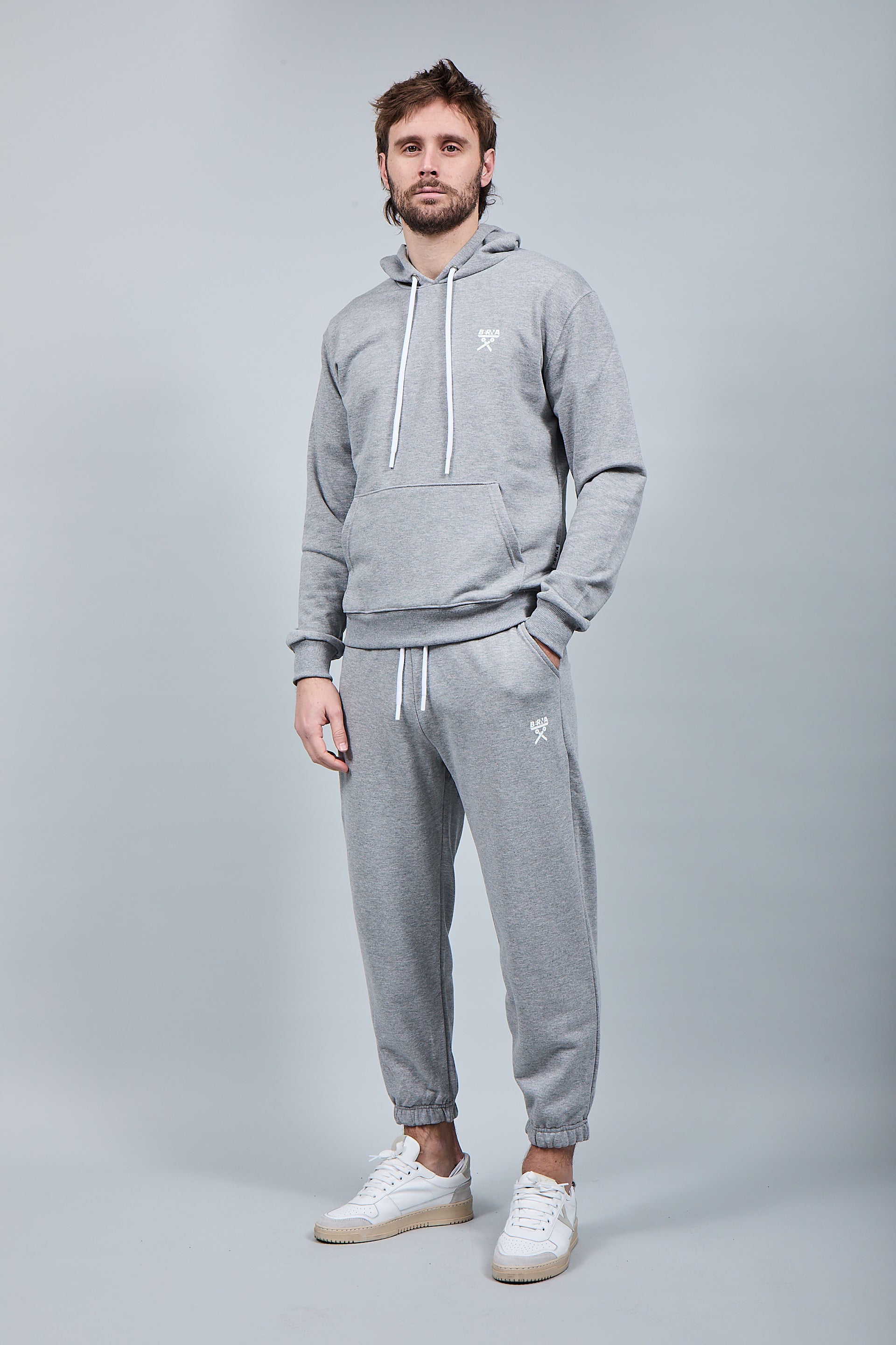 Felpa Berna Cappuccio Grigio Melange 52