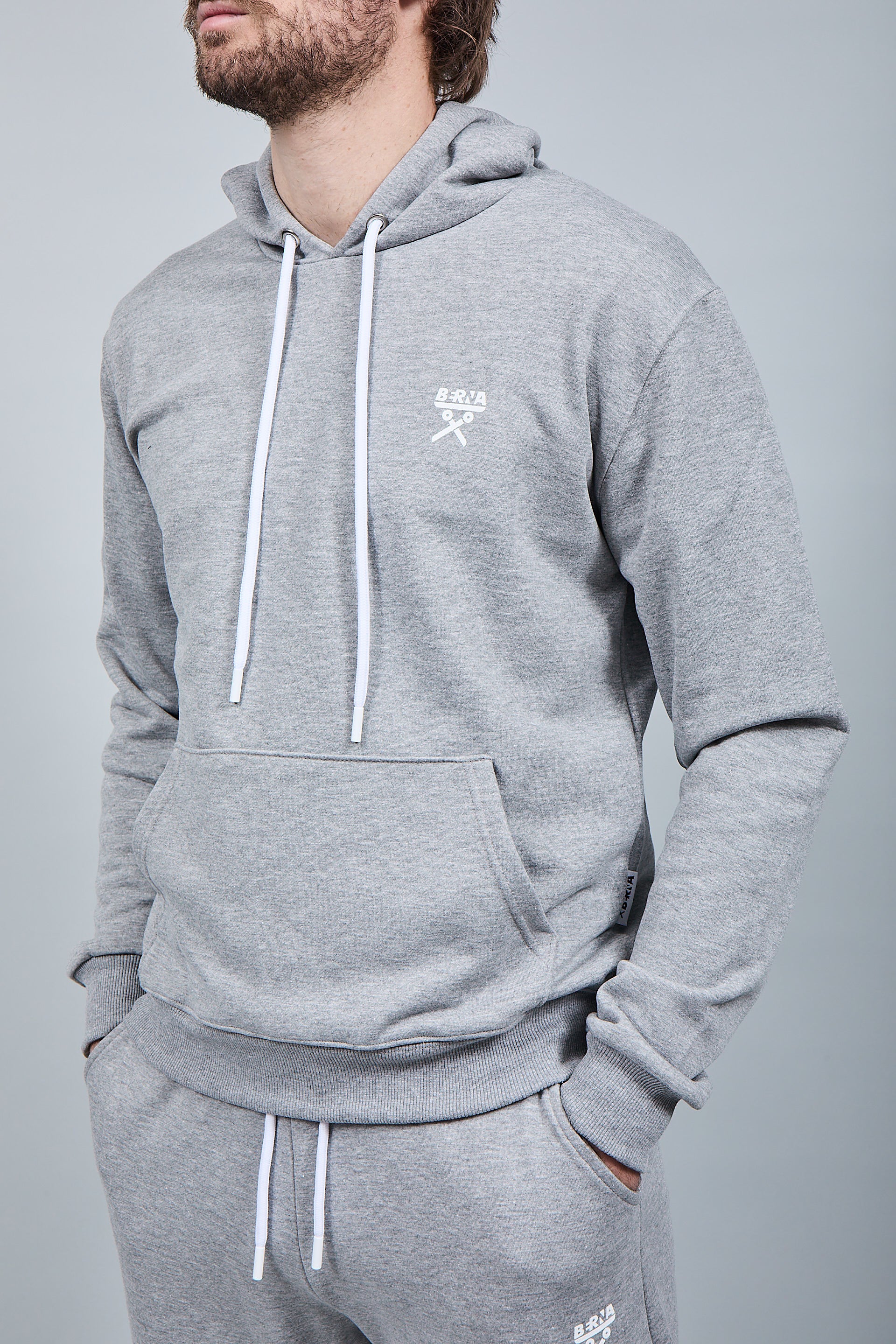 Felpa Berna Cappuccio Grigio Melange 52