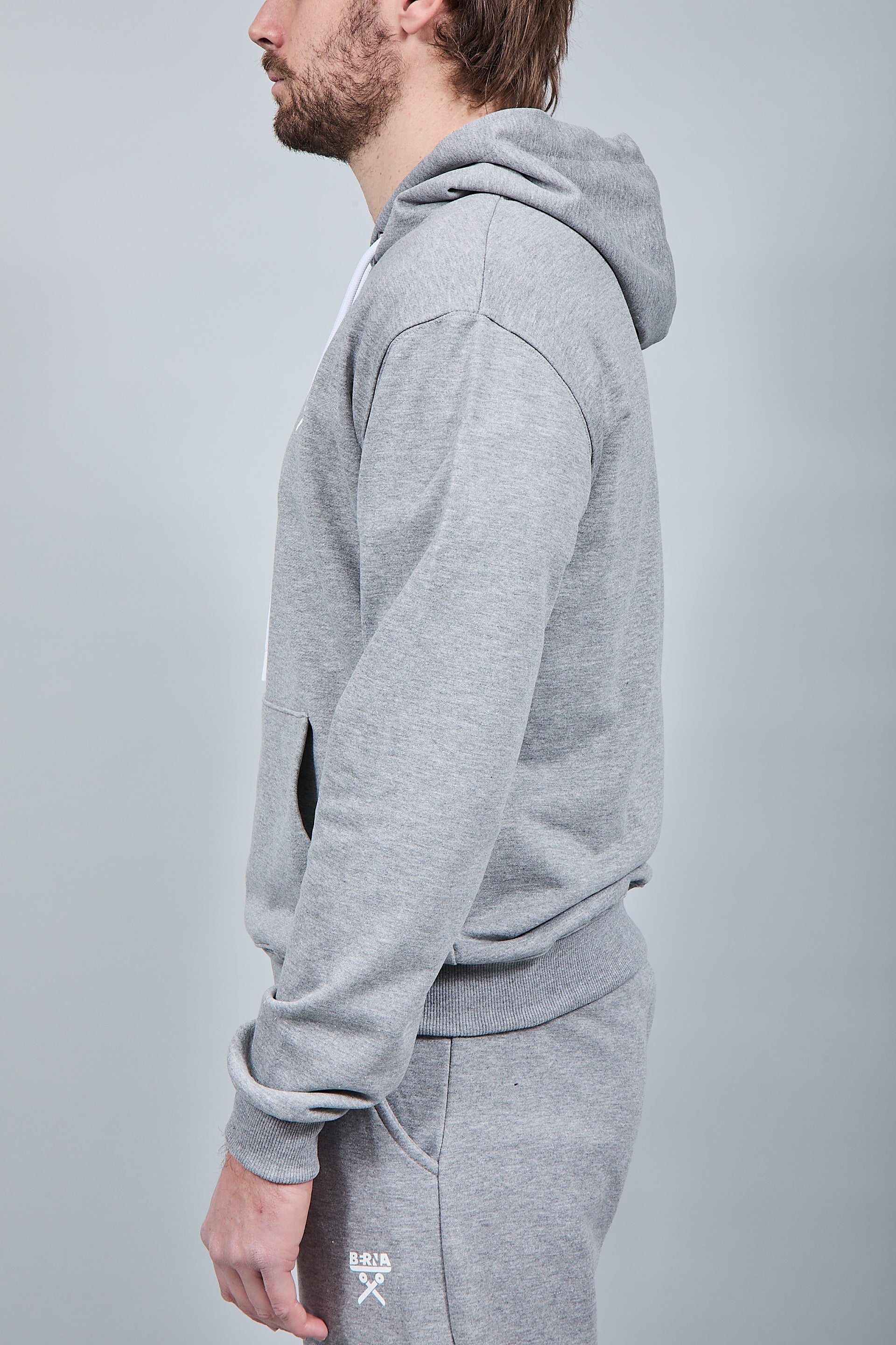 Felpa Berna Cappuccio Grigio Melange 52