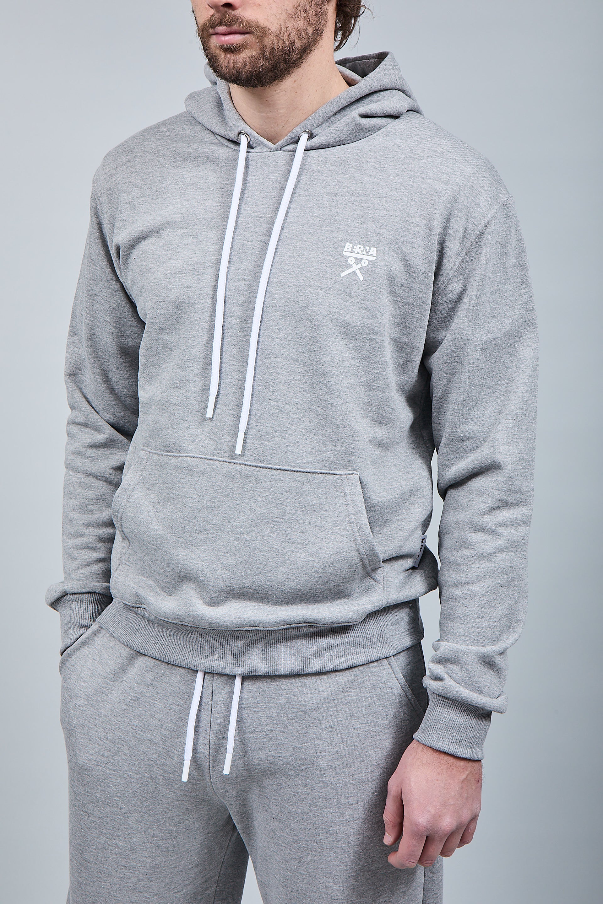 Felpa Berna Cappuccio Grigio Melange 52