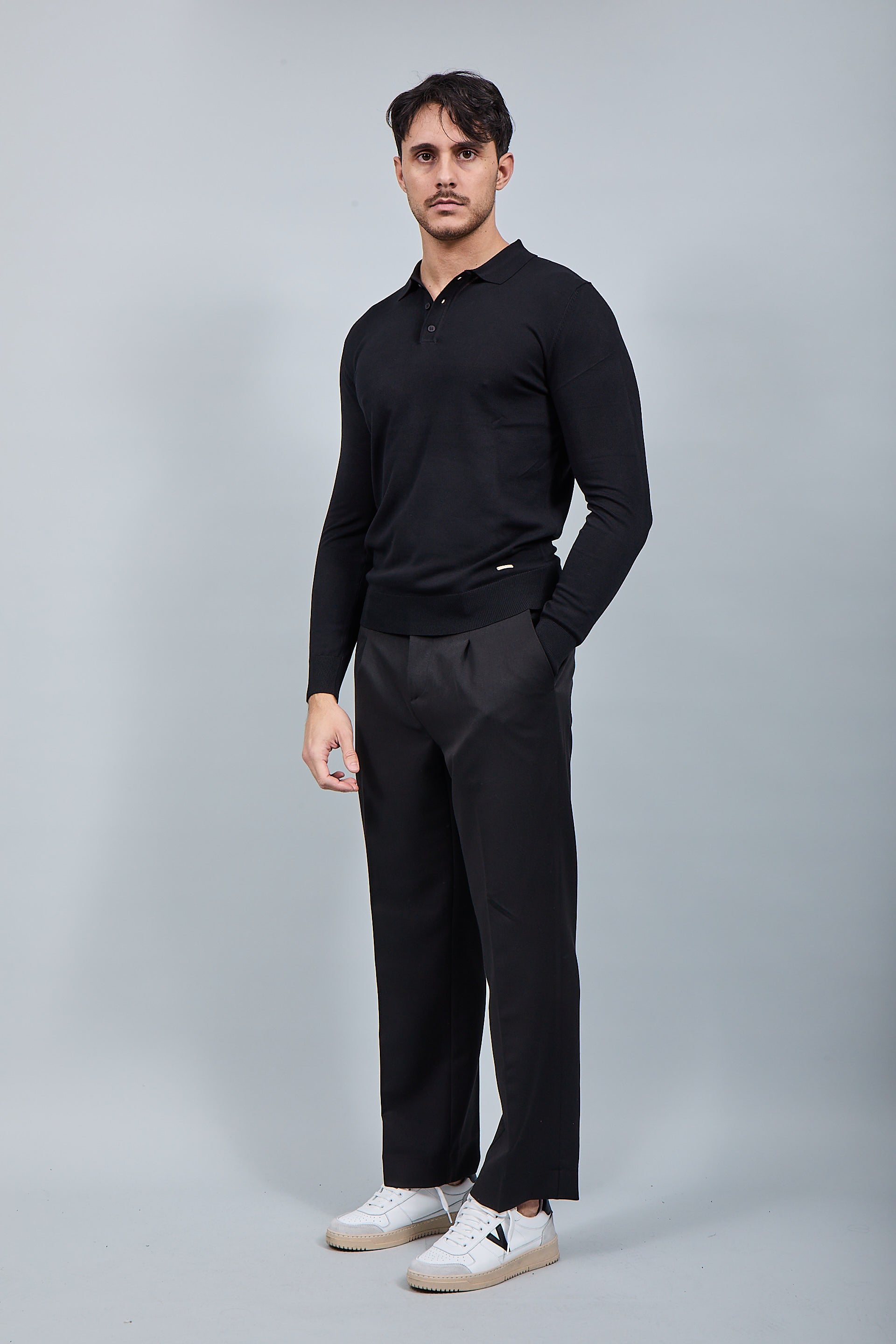 Polo manica lunga Gianni Lupo 33762 Nero