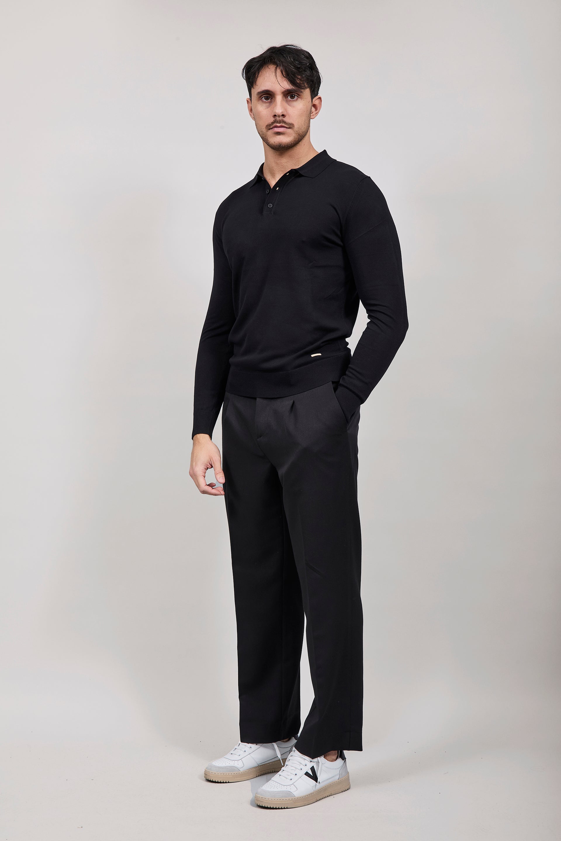 Polo manica lunga Gianni Lupo 33762 Nero