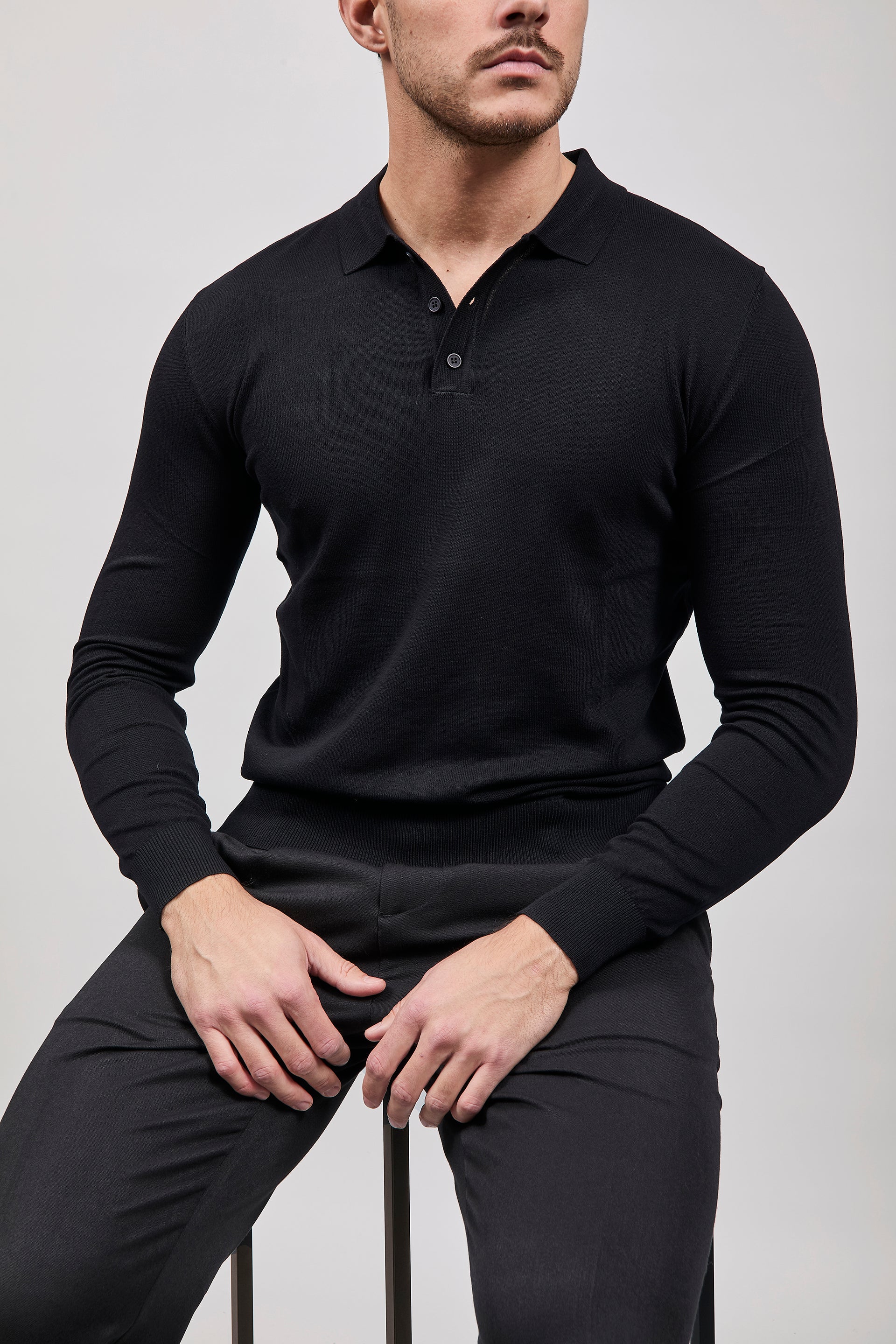 Polo manica lunga Gianni Lupo 33762 Nero