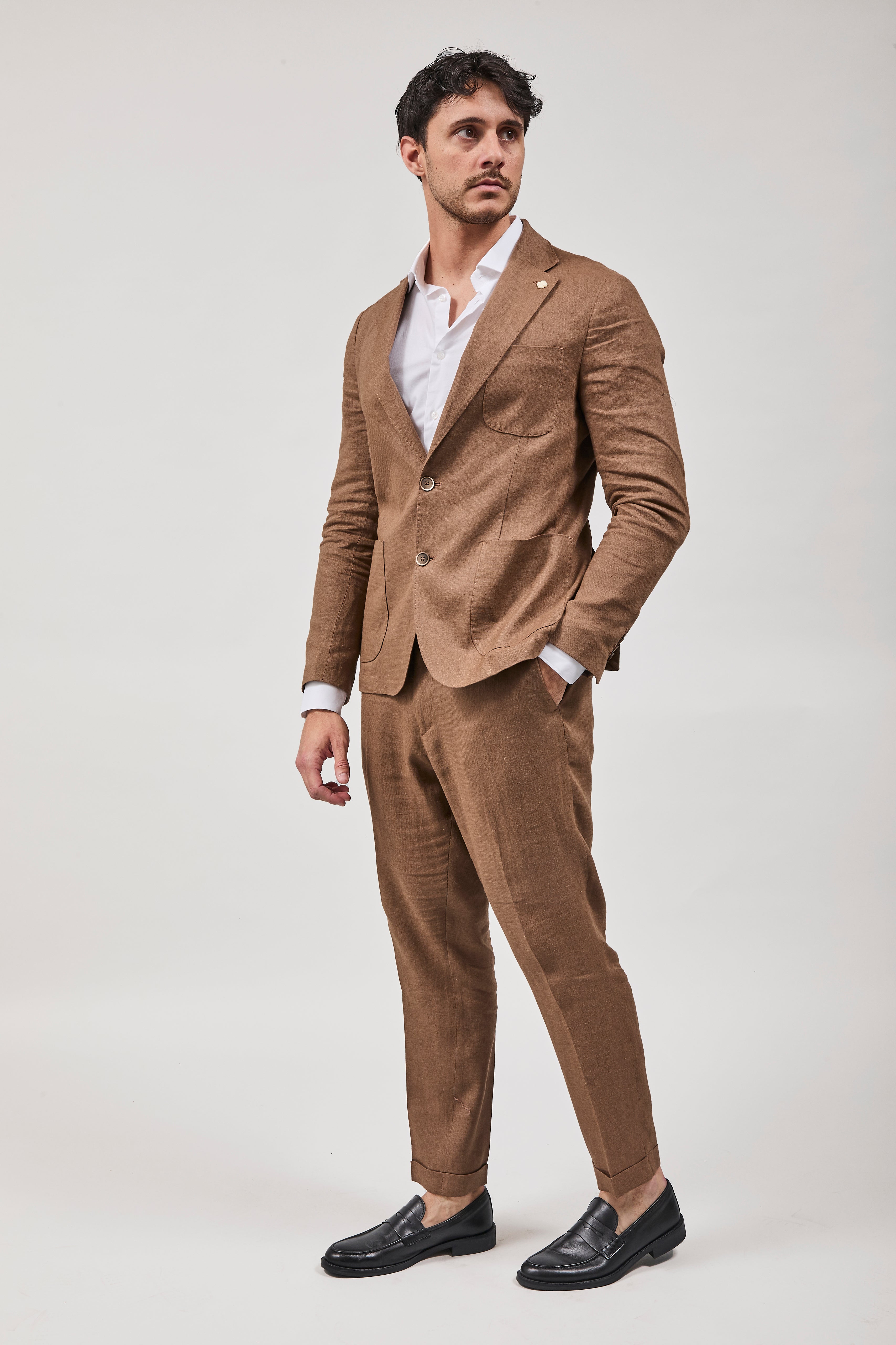 Pantalone Over-d Lino Cacao G53