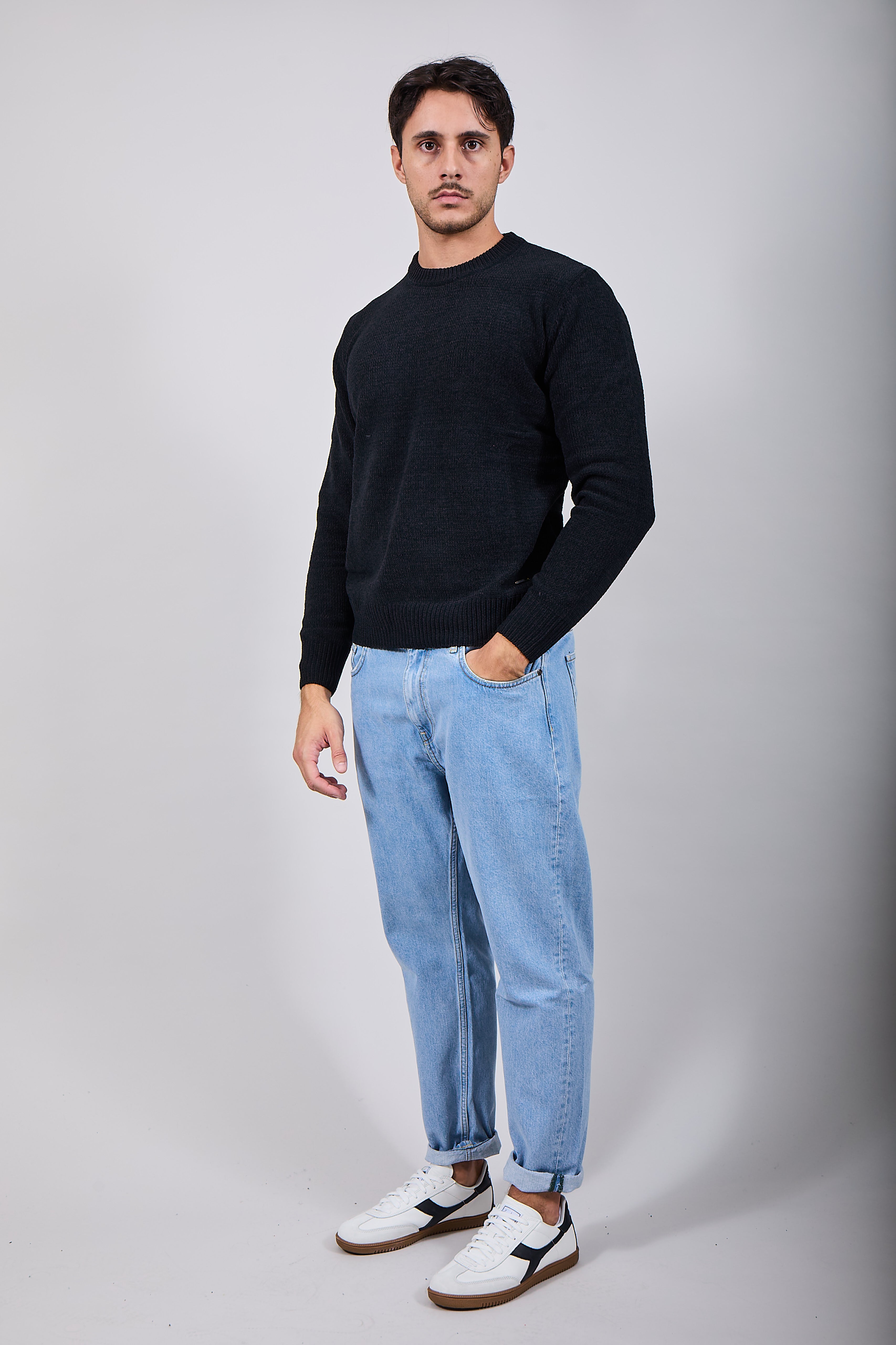 Maglione Gianni Lupo Ciniglia Nero 535 (12227809476948)