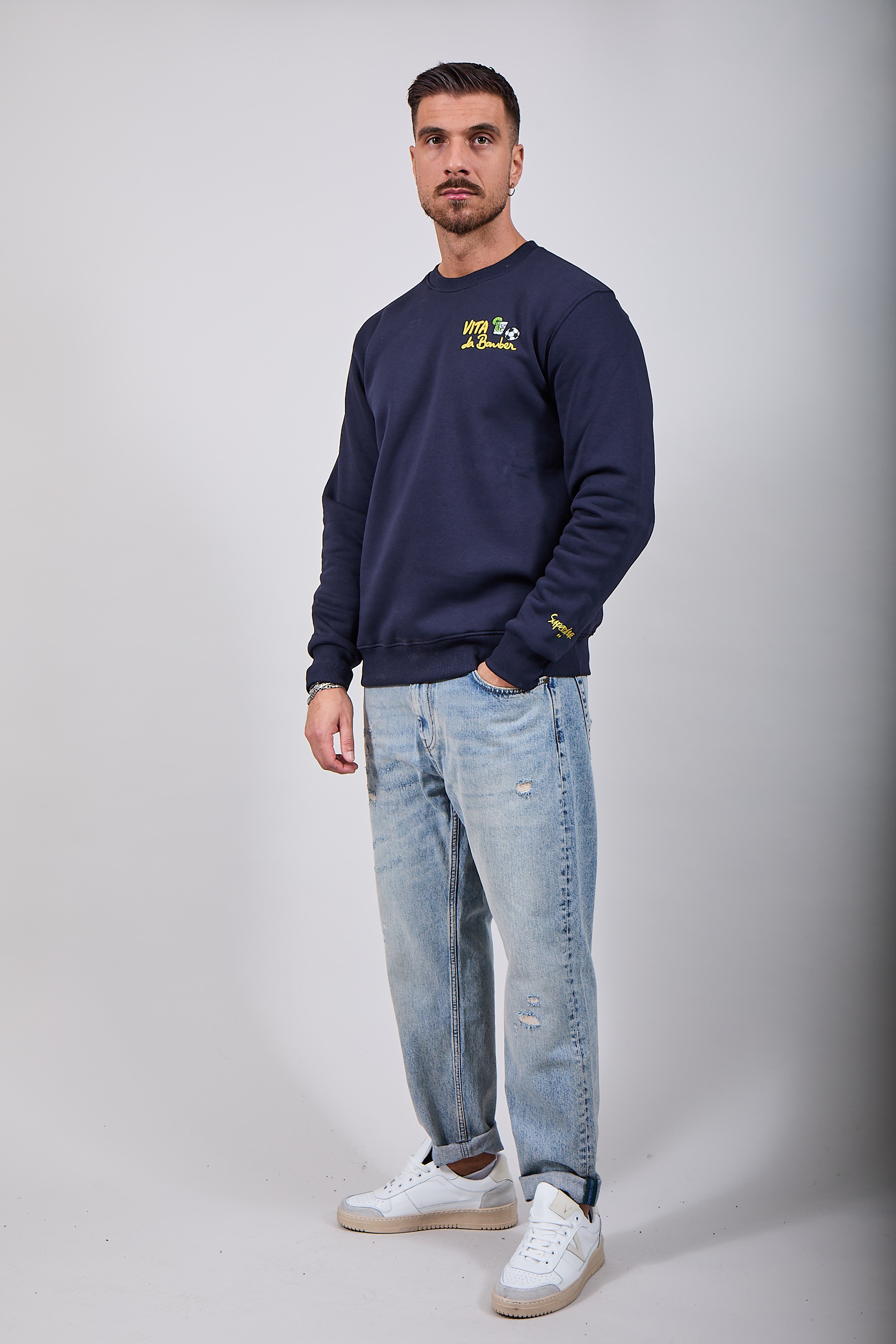 Felpa Superculture Girocollo Blu A1391 (12218721534292)