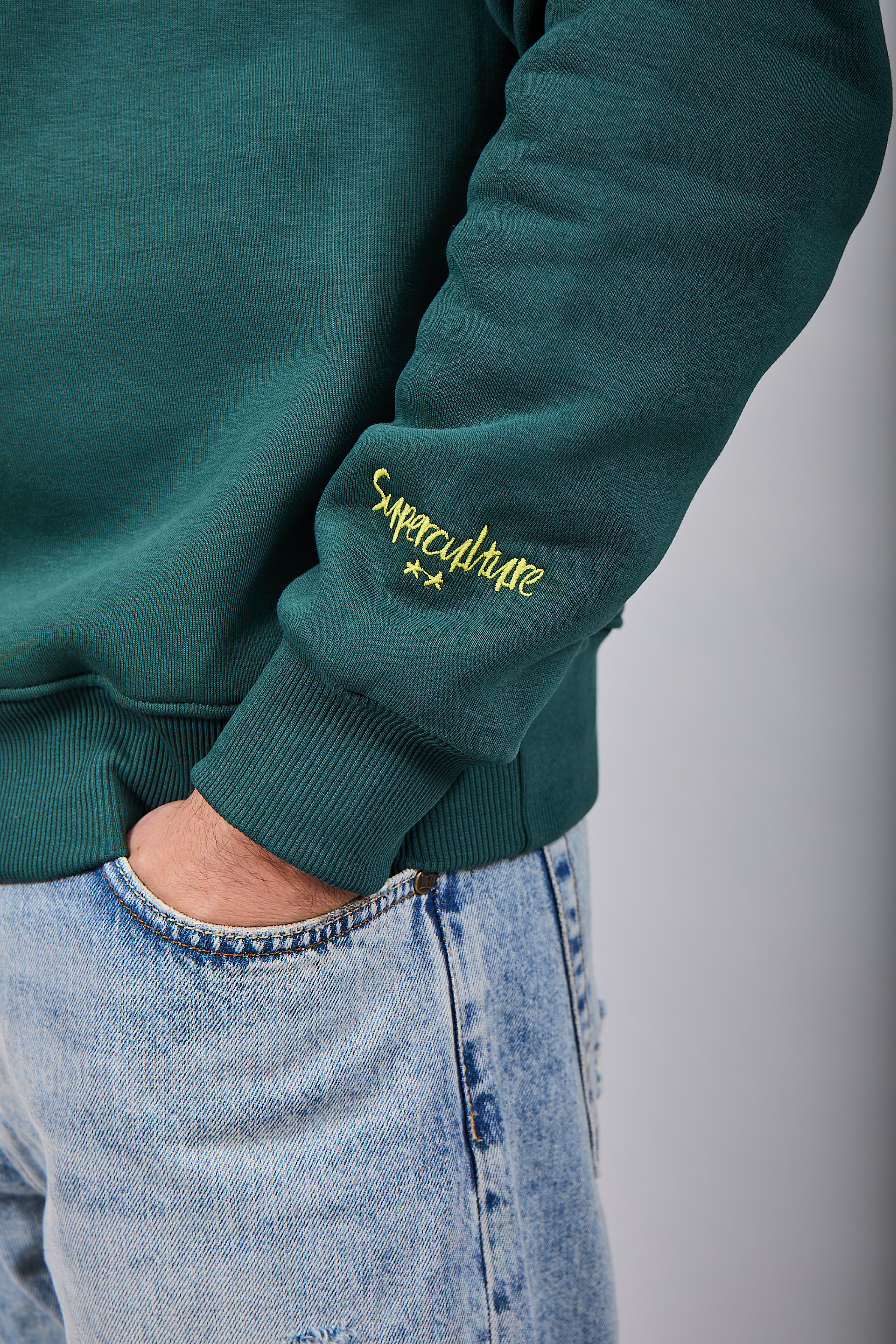 Felpa Superculture Girocollo Verde Bosco A1377 (12218660028756)