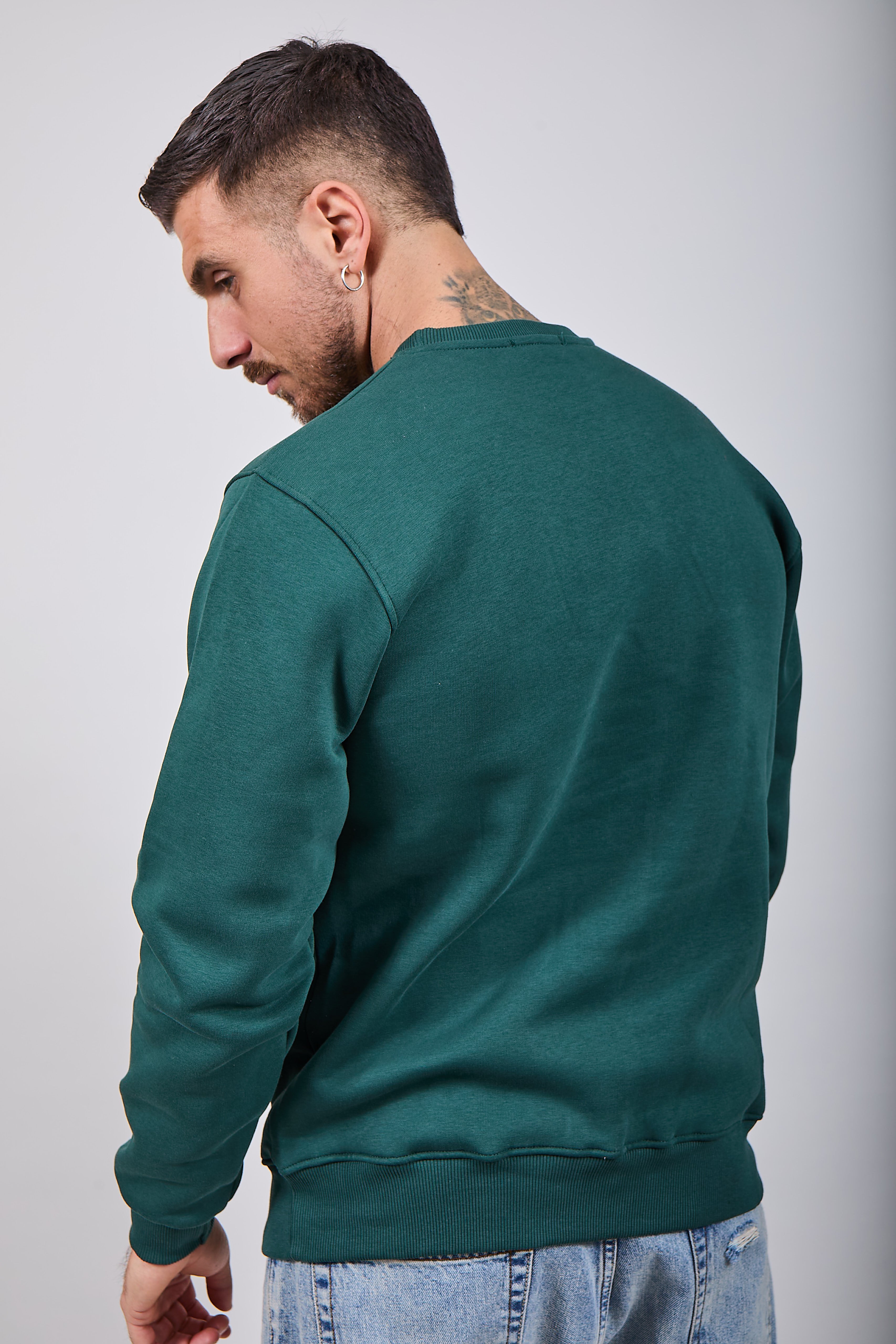 Felpa Superculture Girocollo Verde Bosco A1377 (12218660028756)