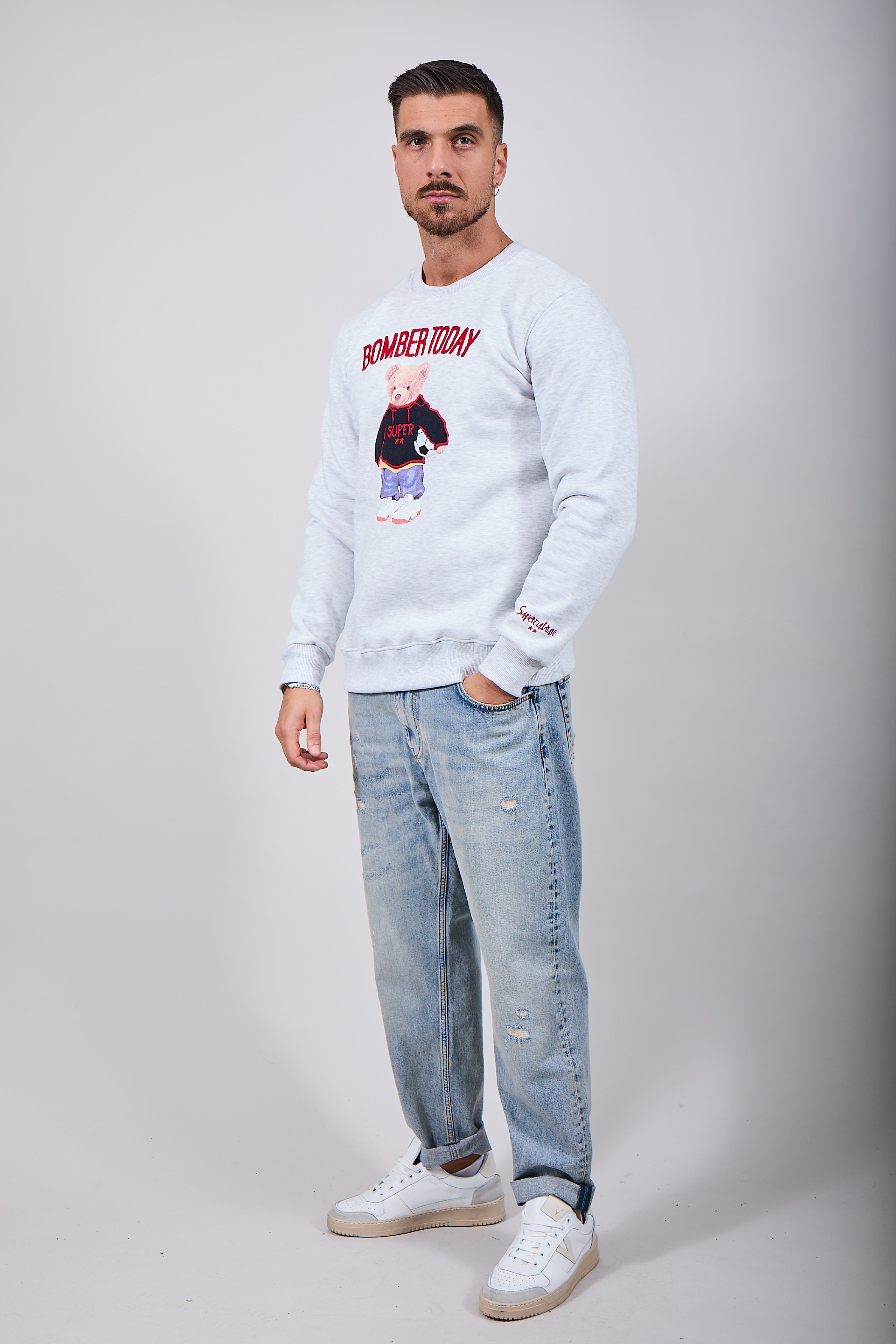 Felpa Superculture Girocollo Grigia A1381 (12218685161812)