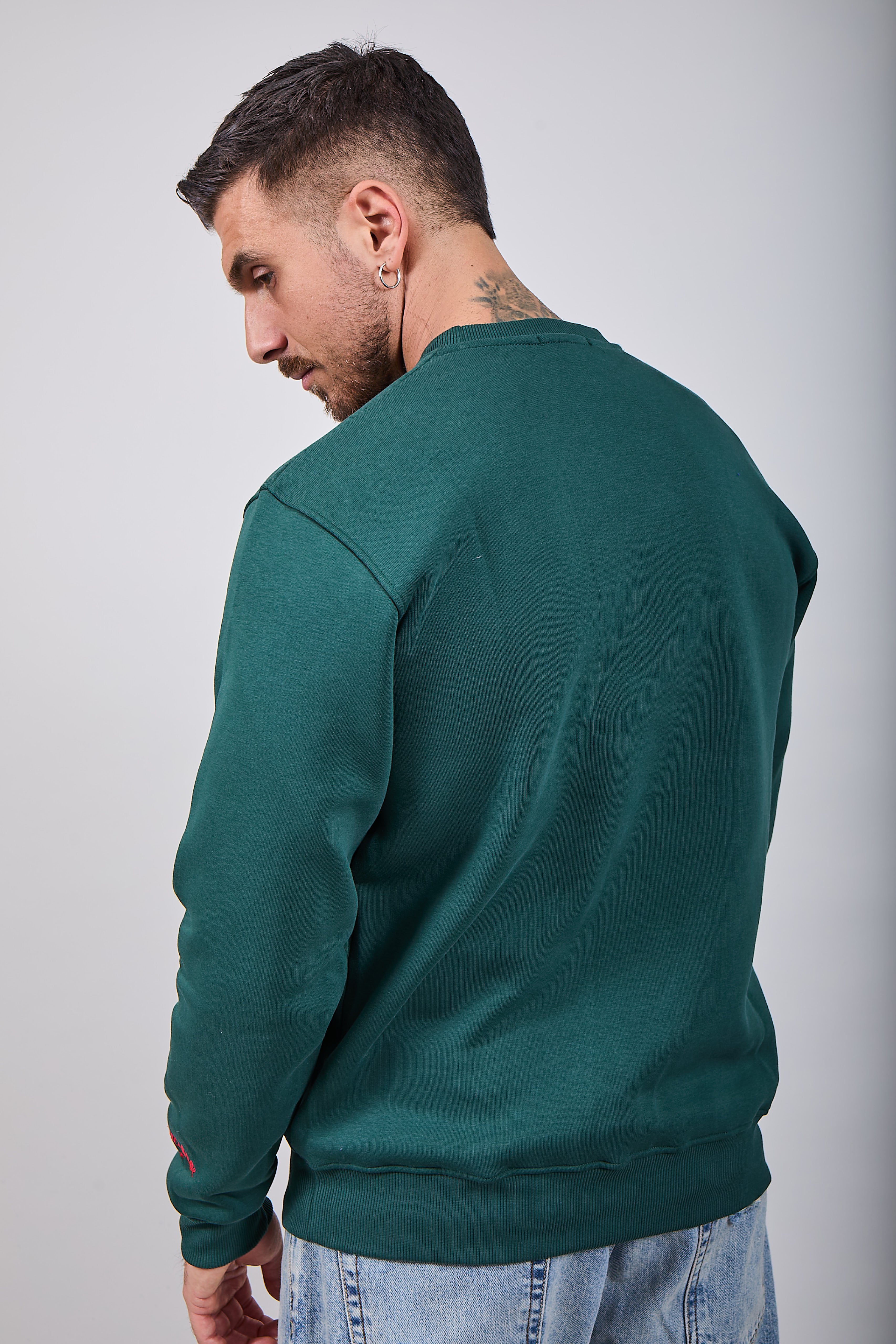 Felpa Superculture Girocollo Verde Bosco A1327 (12218718519636)