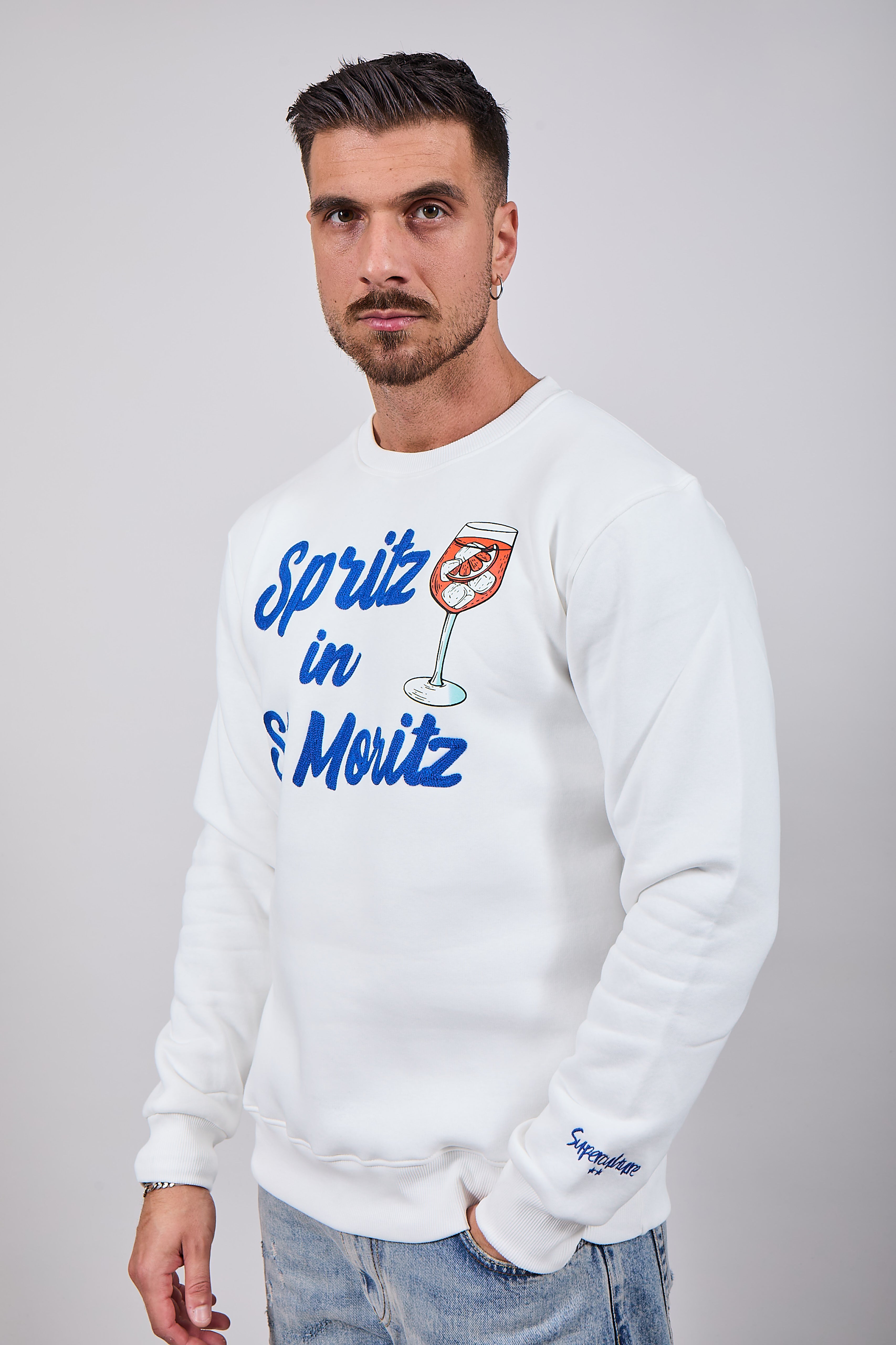 Felpa Superculture Girocollo Bianca A1369 (12218673103188)