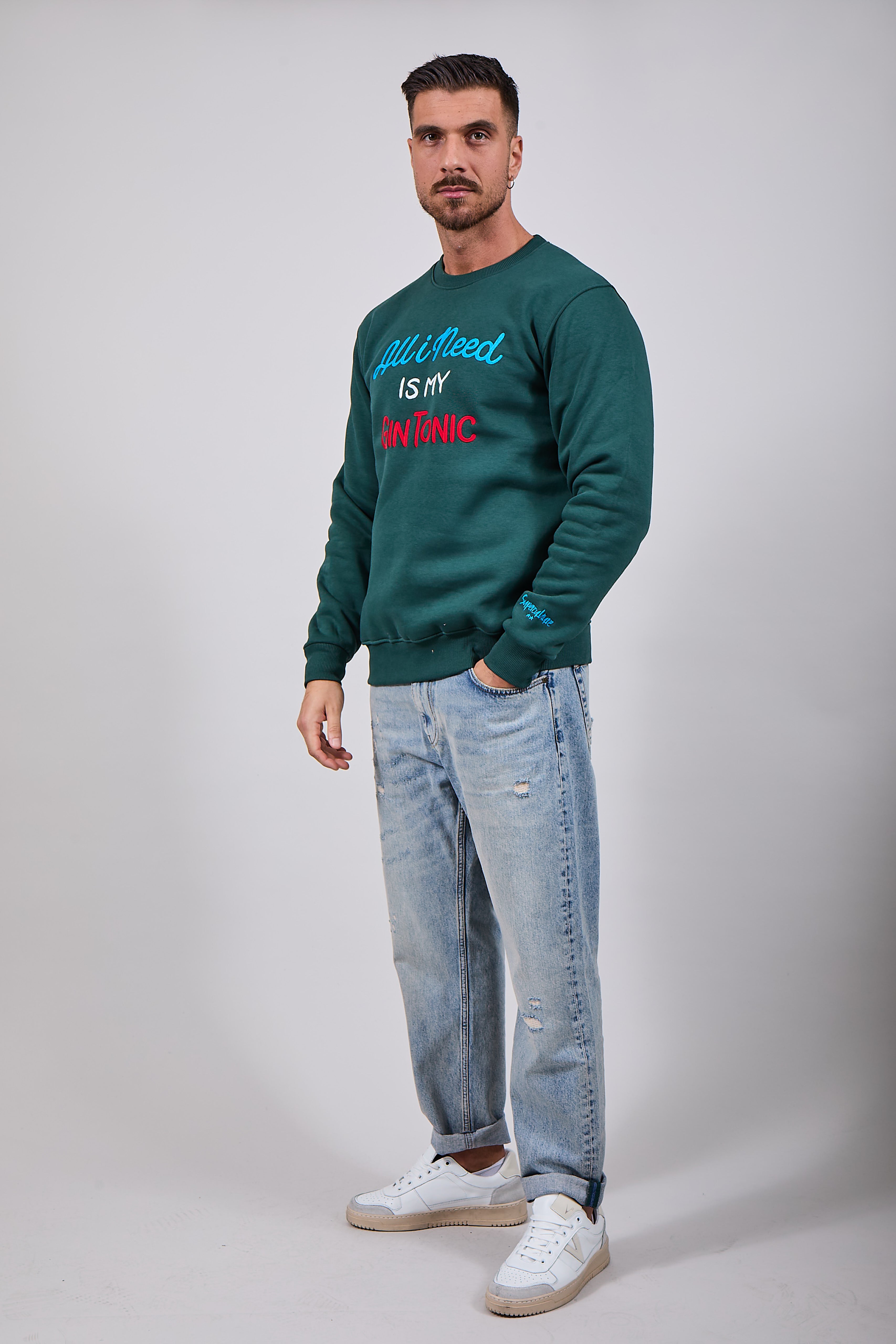 Felpa Superculture Girocollo Verde Bosco A1357 (12218669302100)