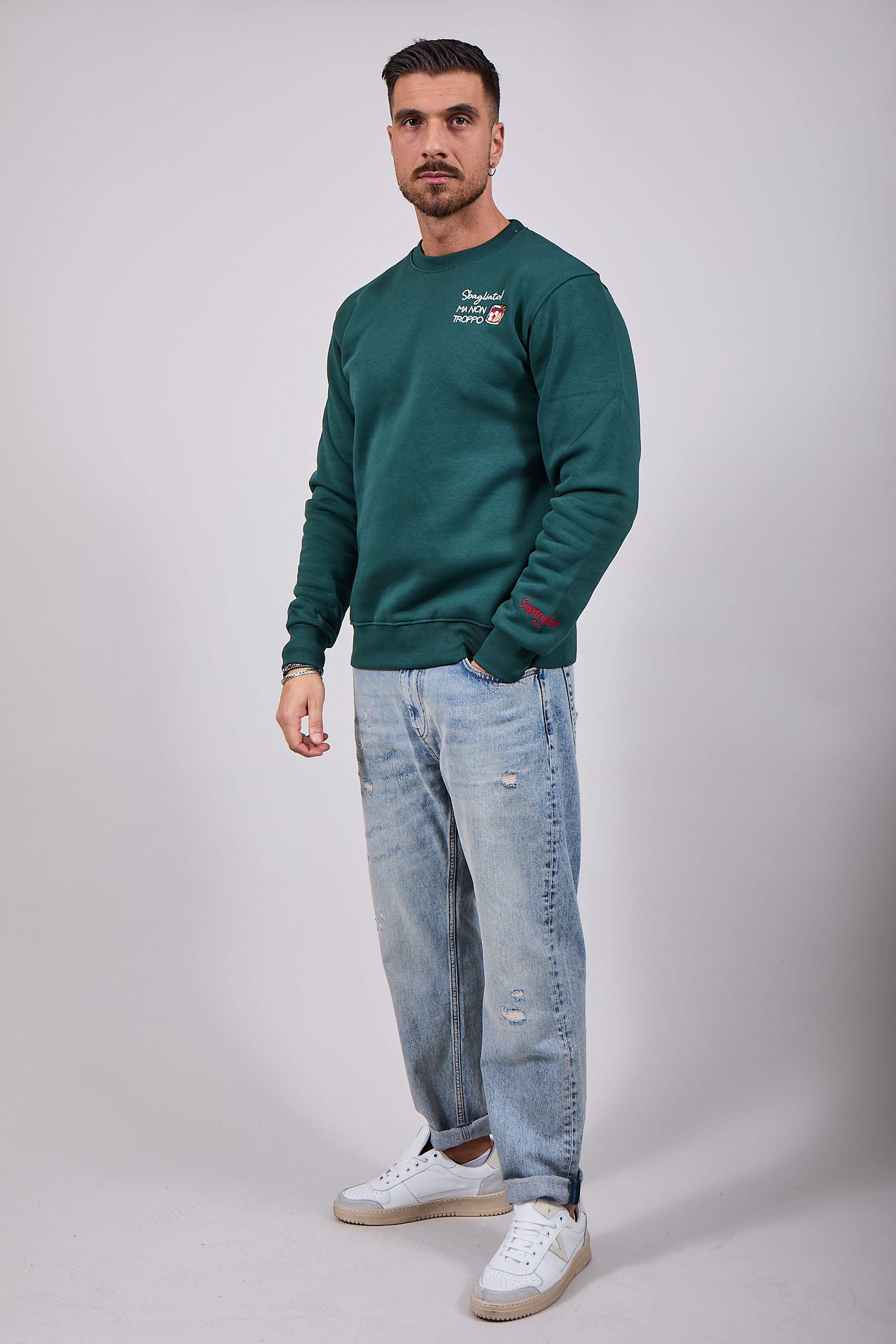 Felpa Superculture Girocollo Verde Bosco A1395 (12218653966676)