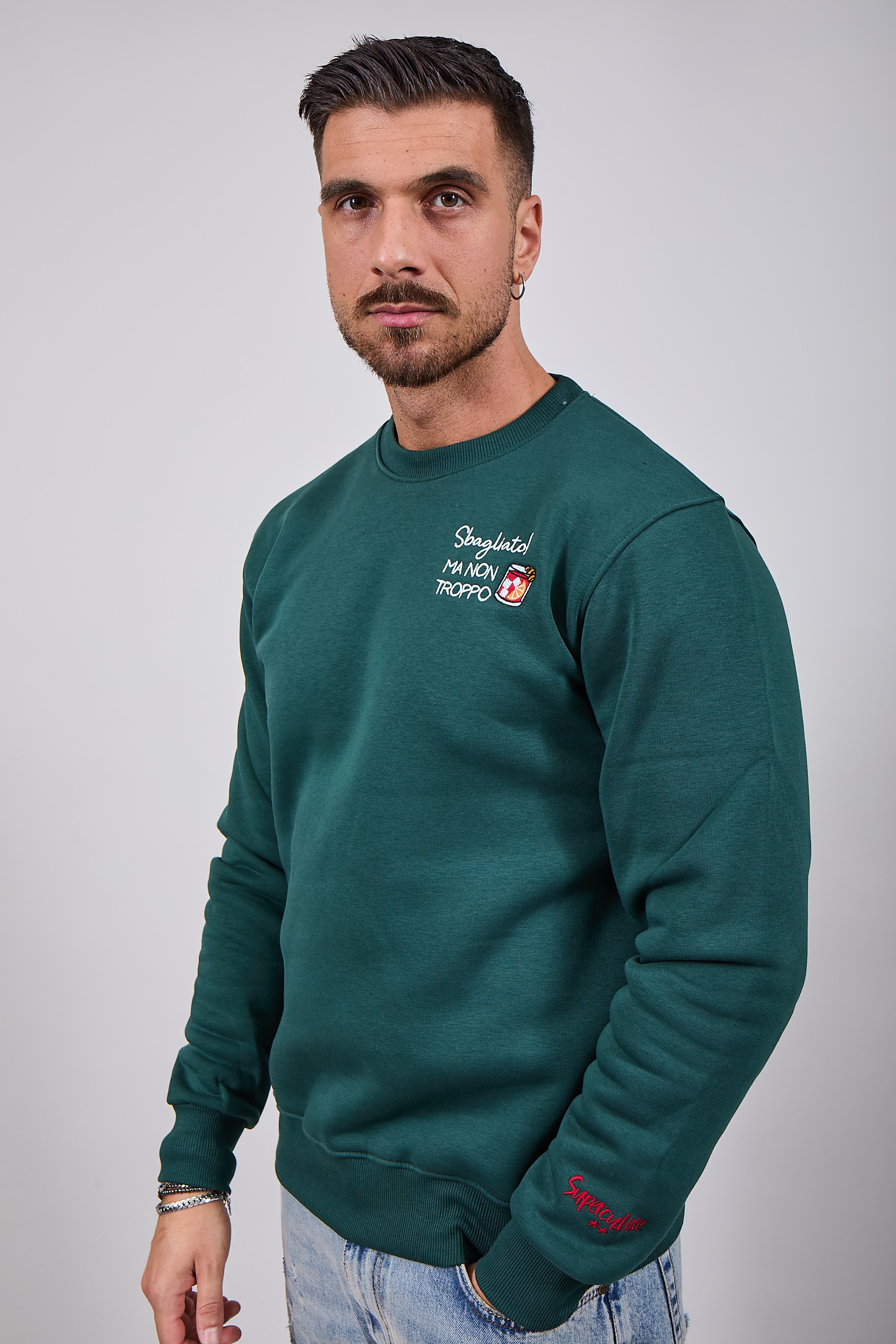 Felpa Superculture Girocollo Verde Bosco A1395 (12218653966676)