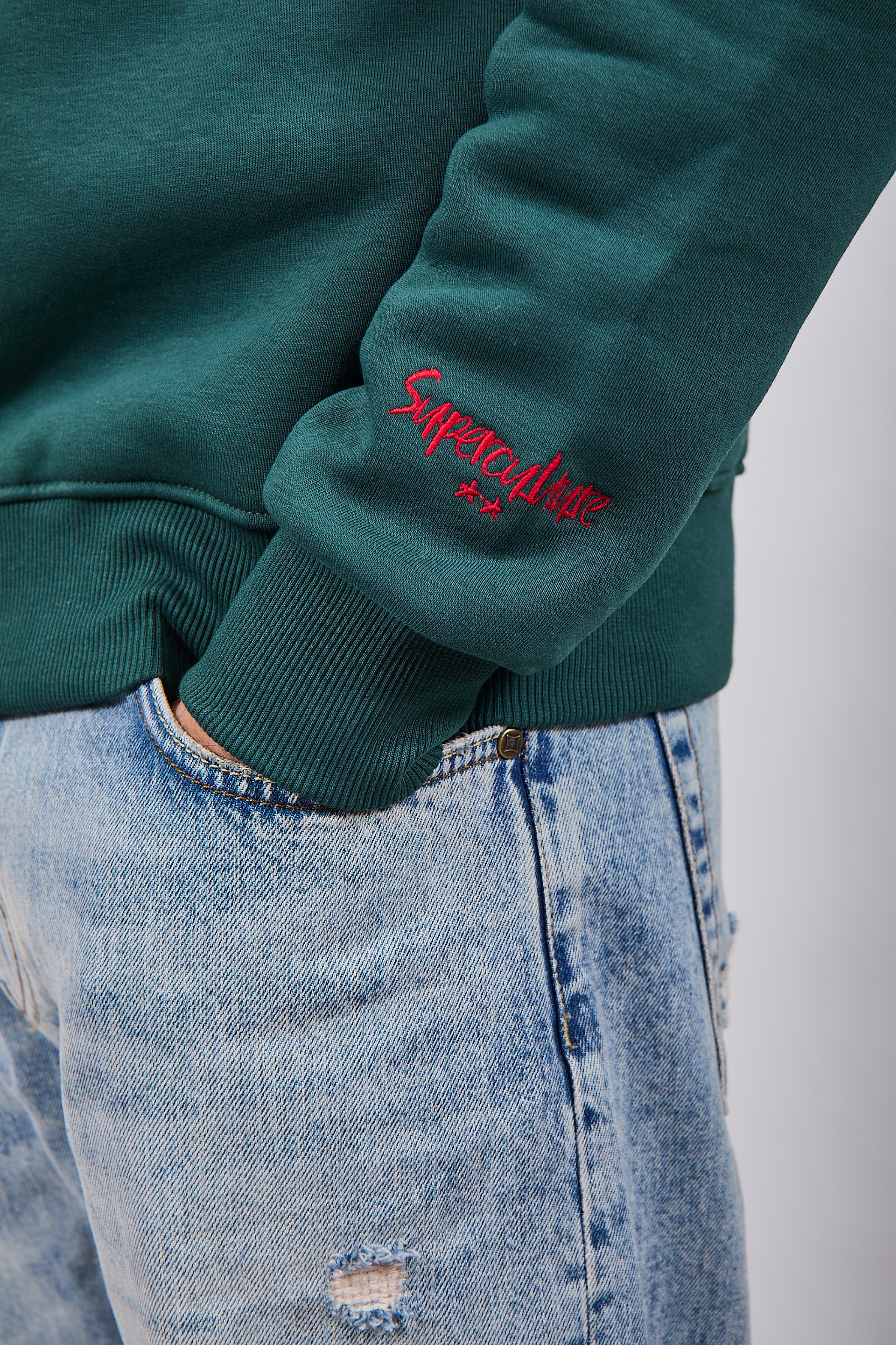 Felpa Superculture Girocollo Verde Bosco A1395 (12218653966676)