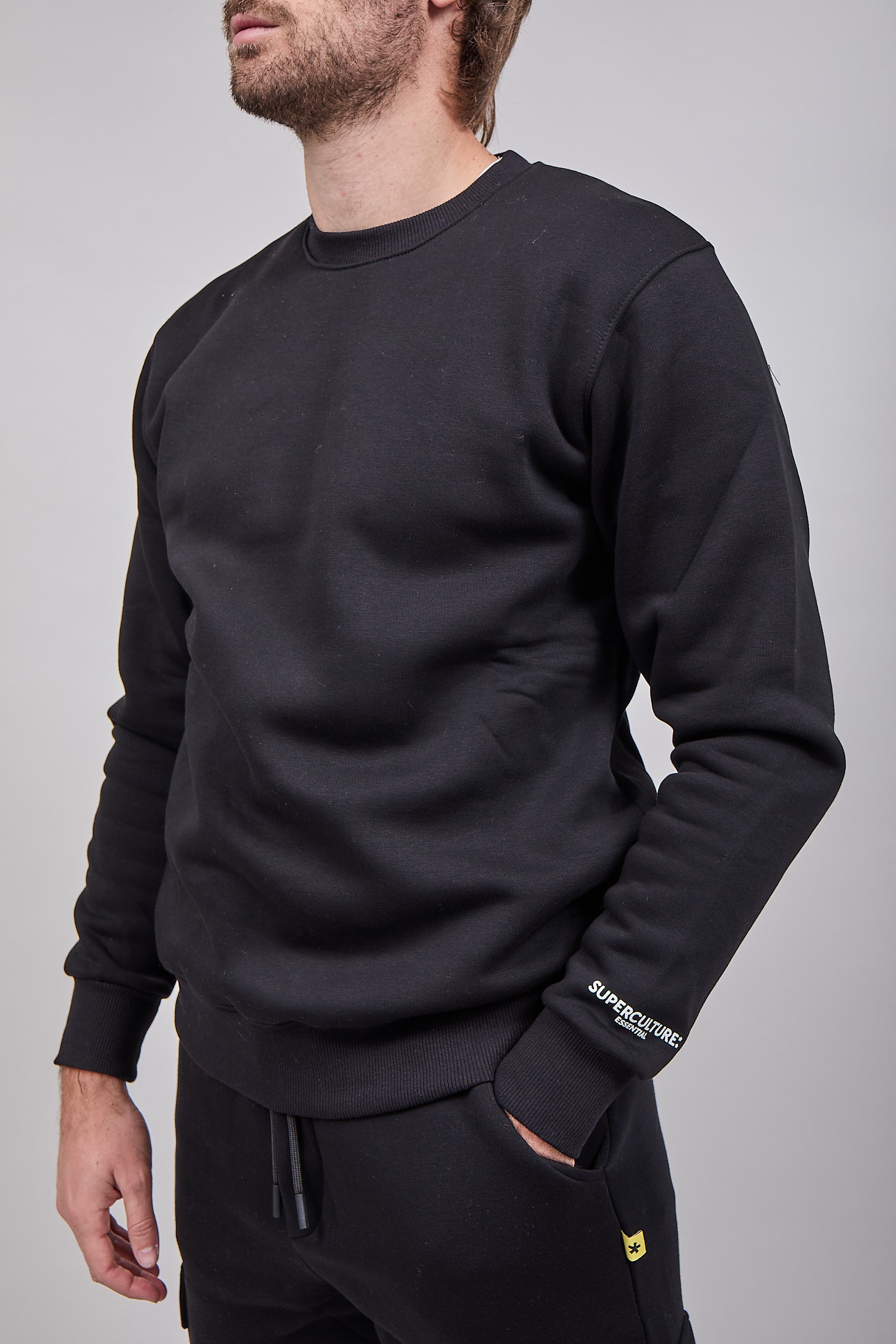 Felpa Superculture Girocollo Teddy Nera