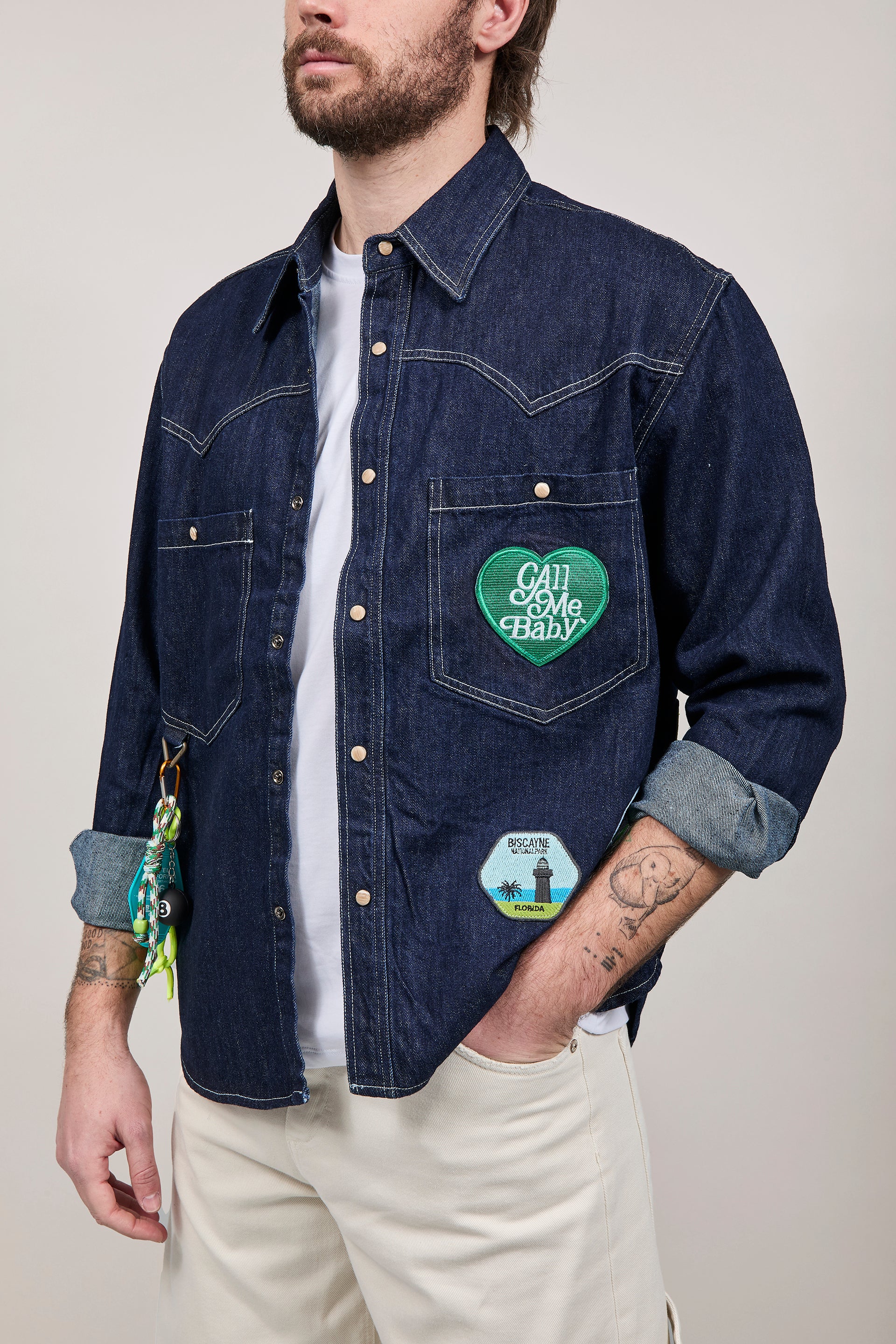 Camicia Berna Denim Patch Boxy