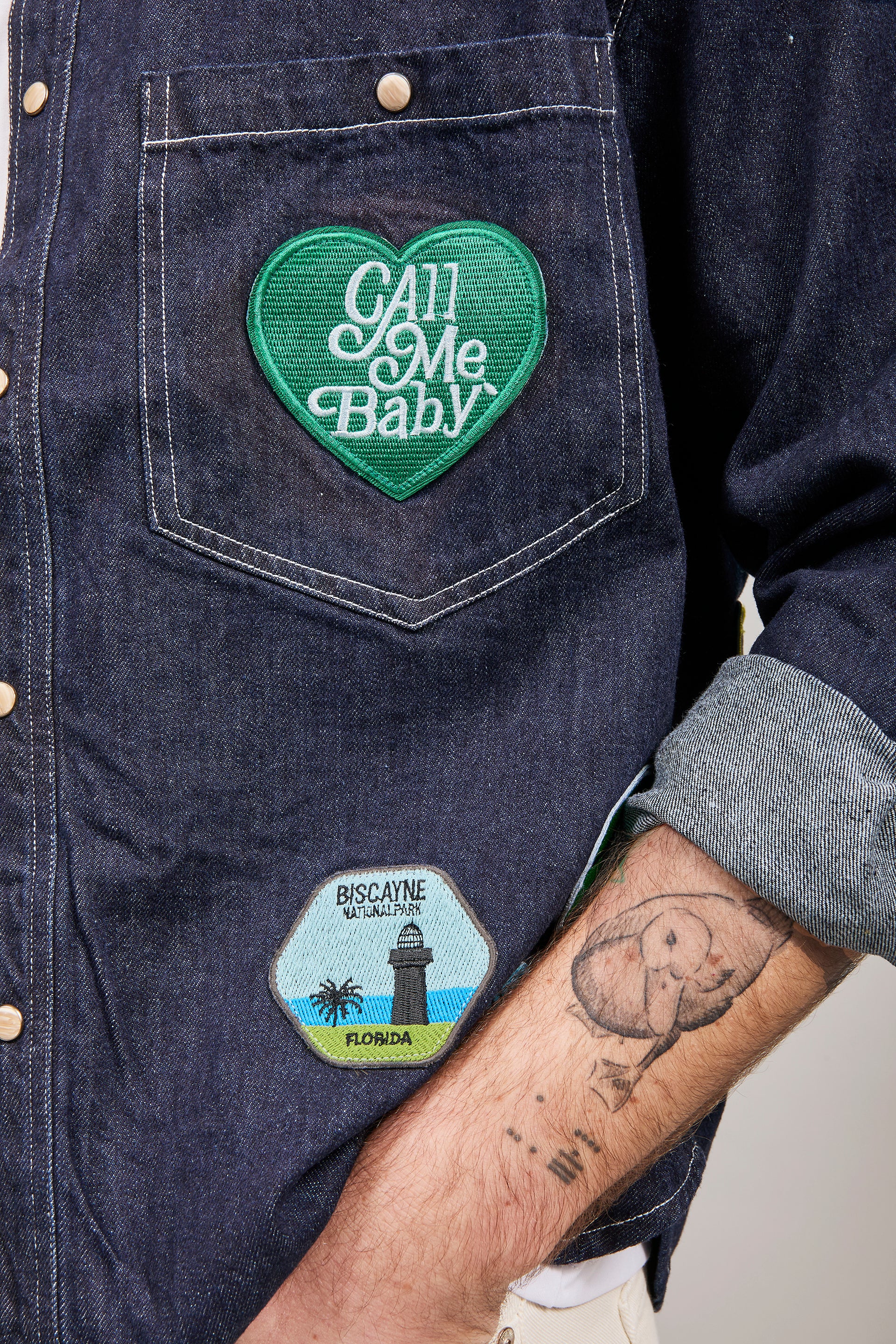 Camicia Berna Denim Patch Boxy