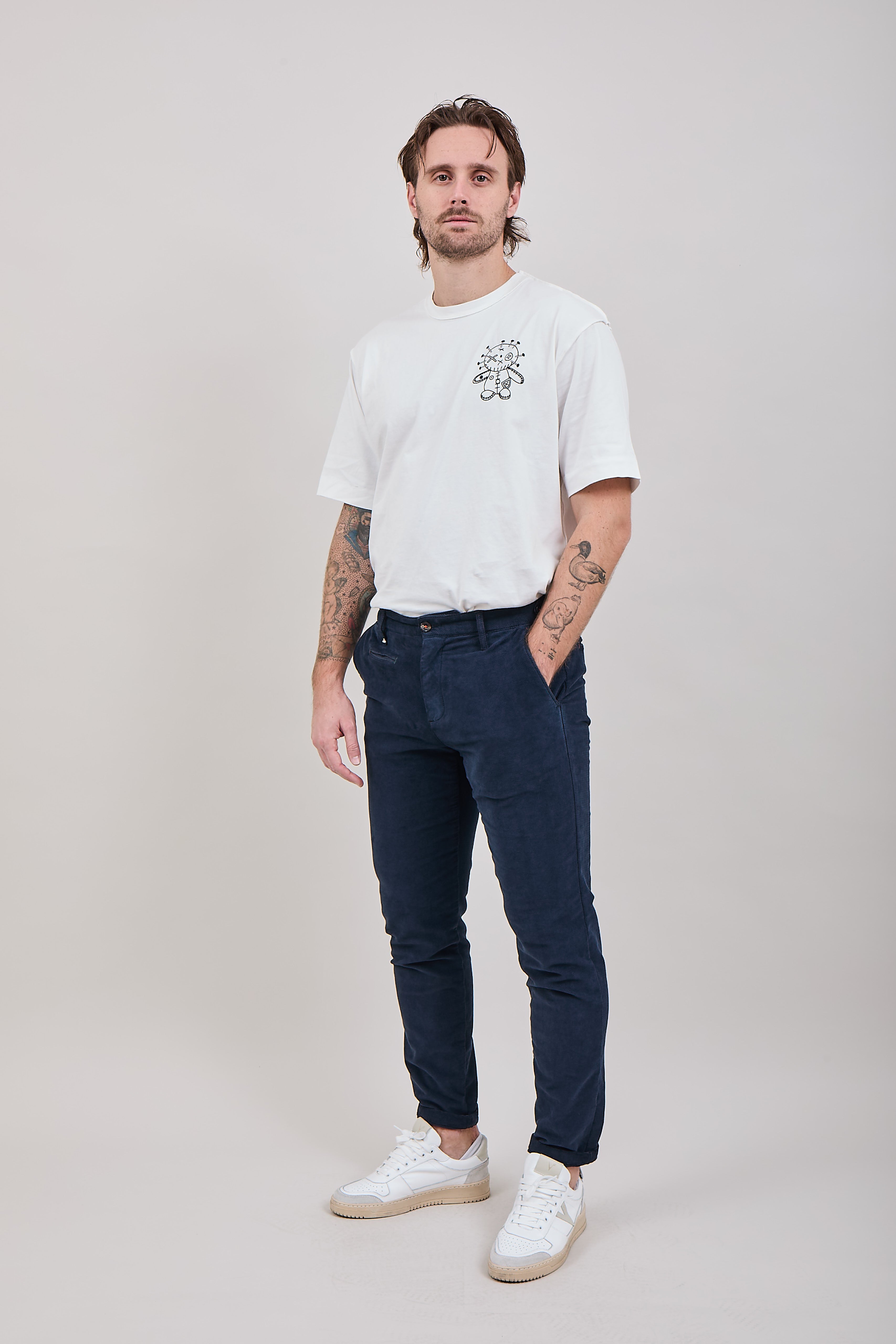 Pantalone velluto Berna chinos 136 Blu