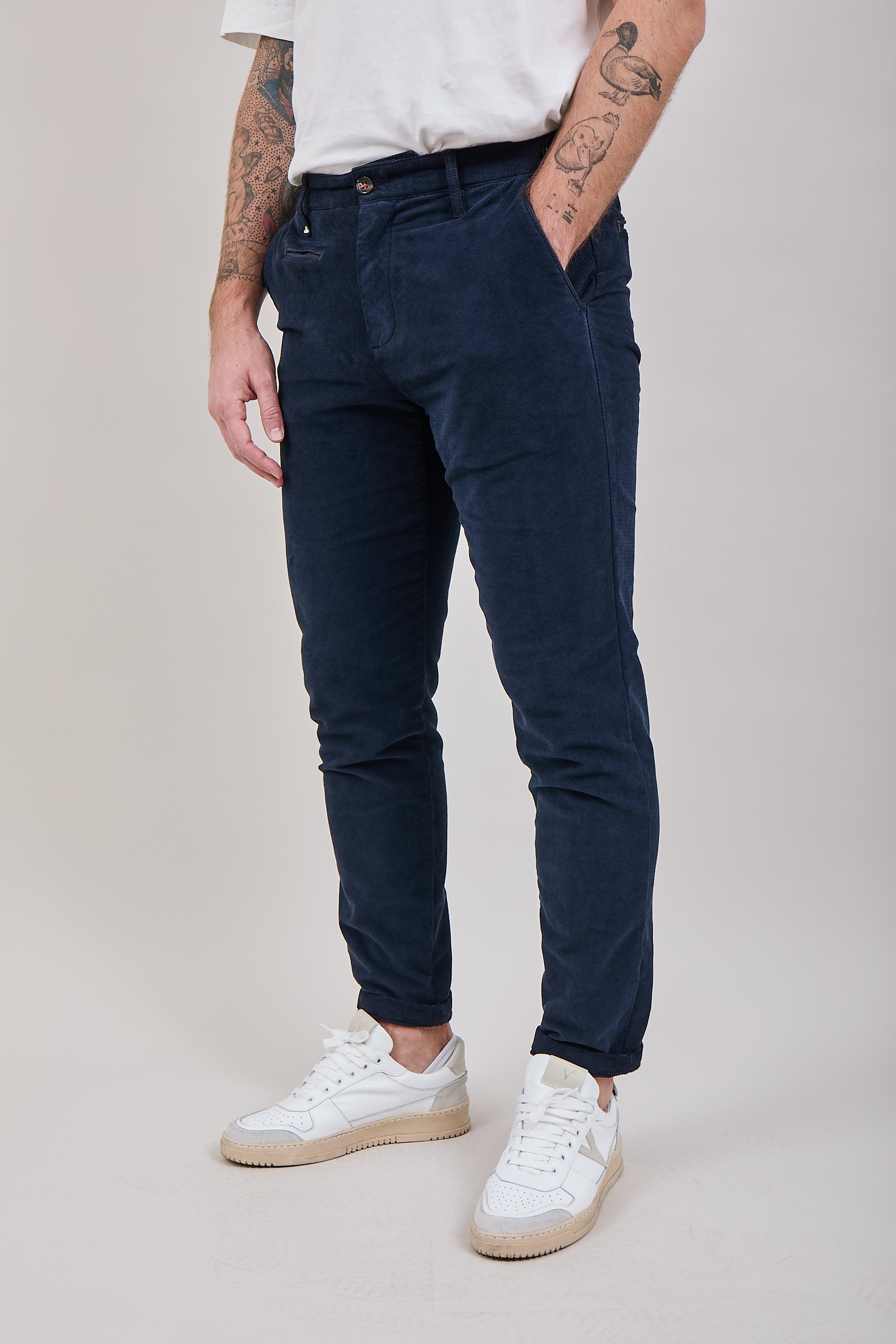Pantalone velluto Berna chinos 136 Blu