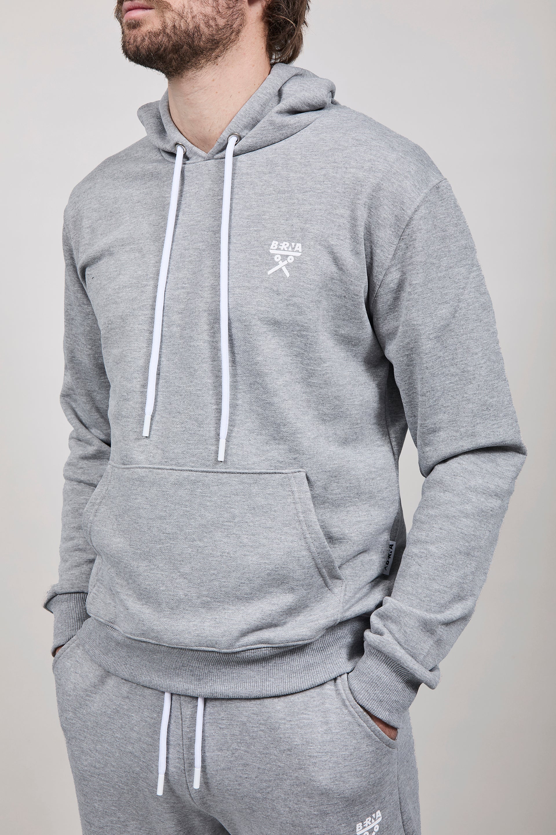 Felpa Berna Cappuccio Grigio Melange 52