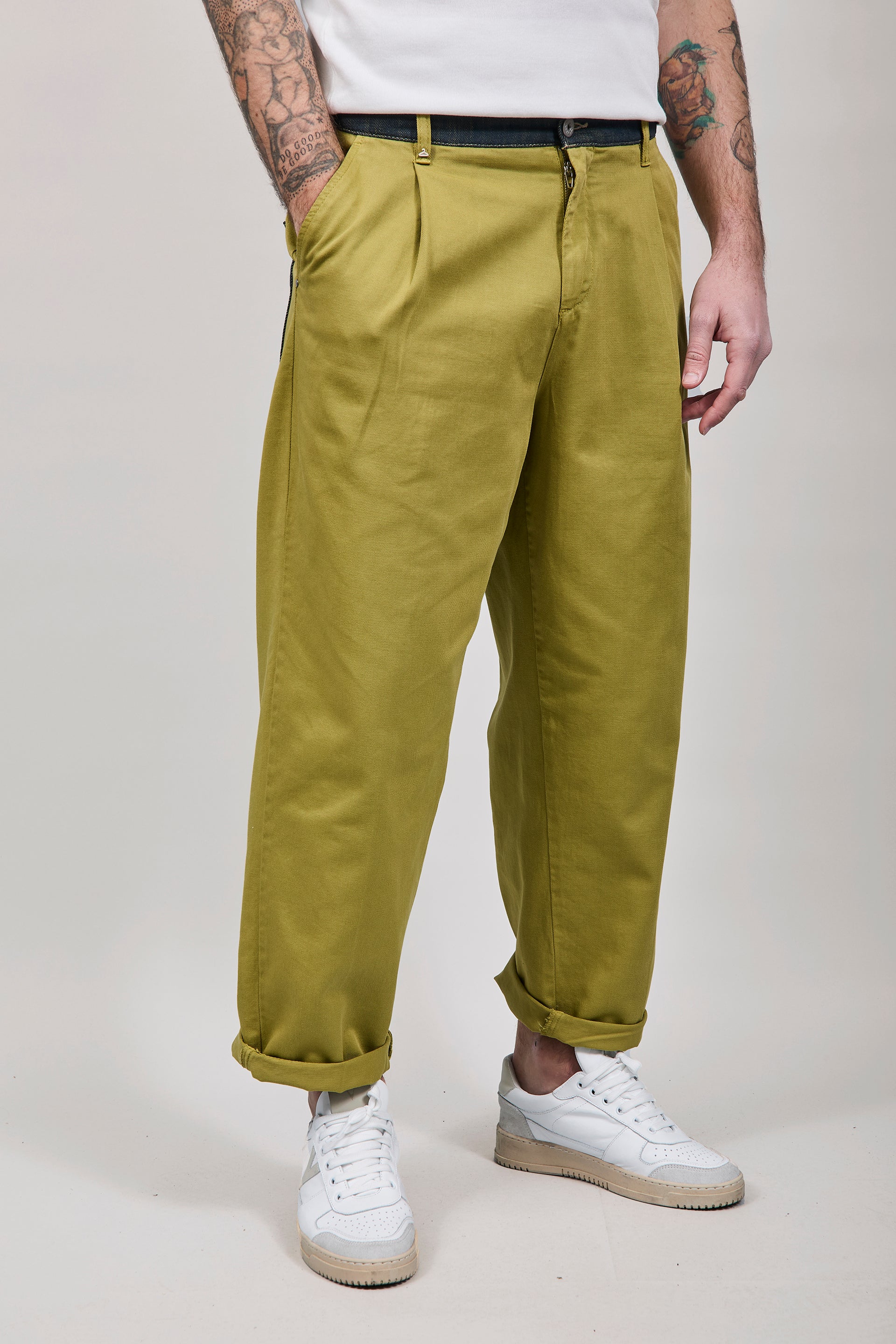 Pantalone cinta denim Berna Verde Chiaro