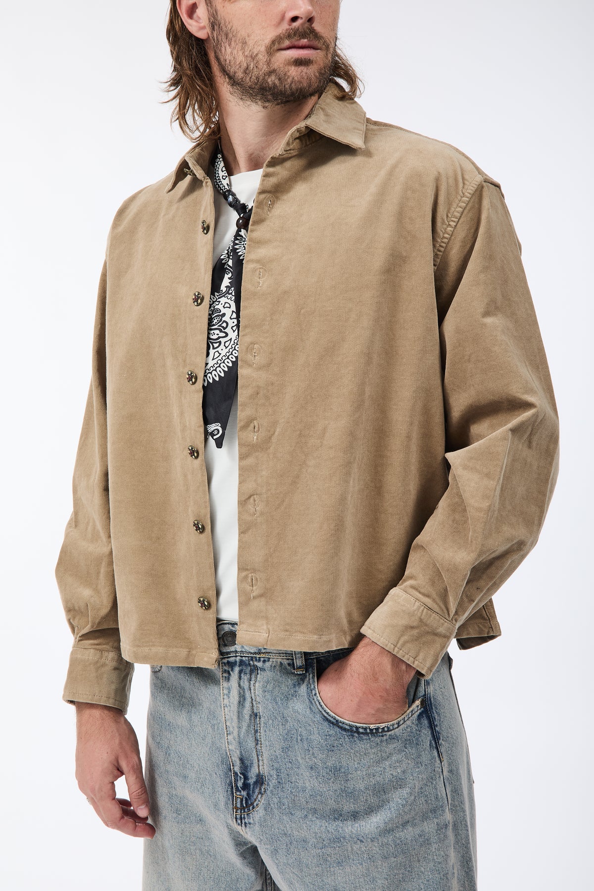Camicia Berna Cropped Velluto Cammello 344