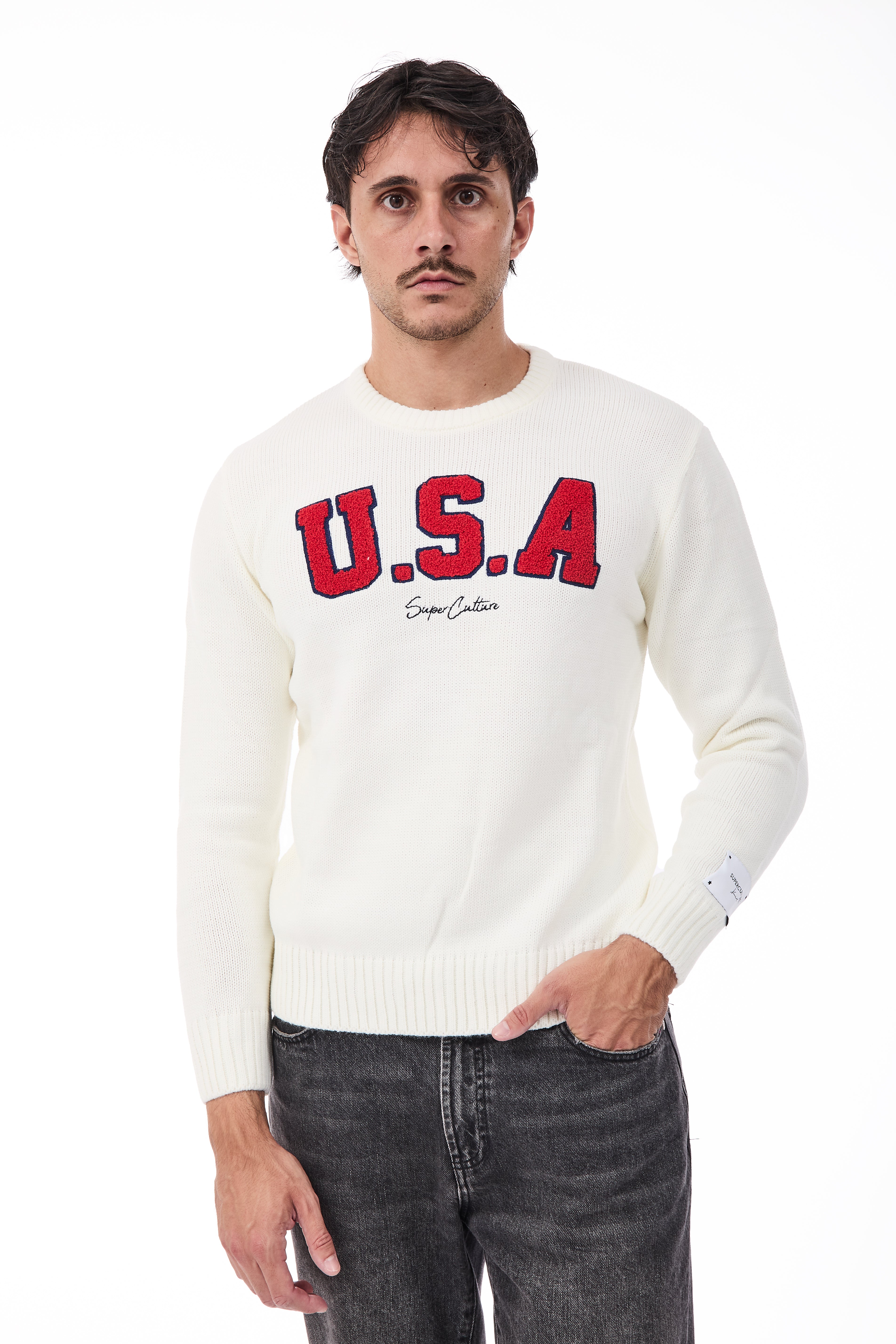 Maglione Superculture AK7009 Bianco
