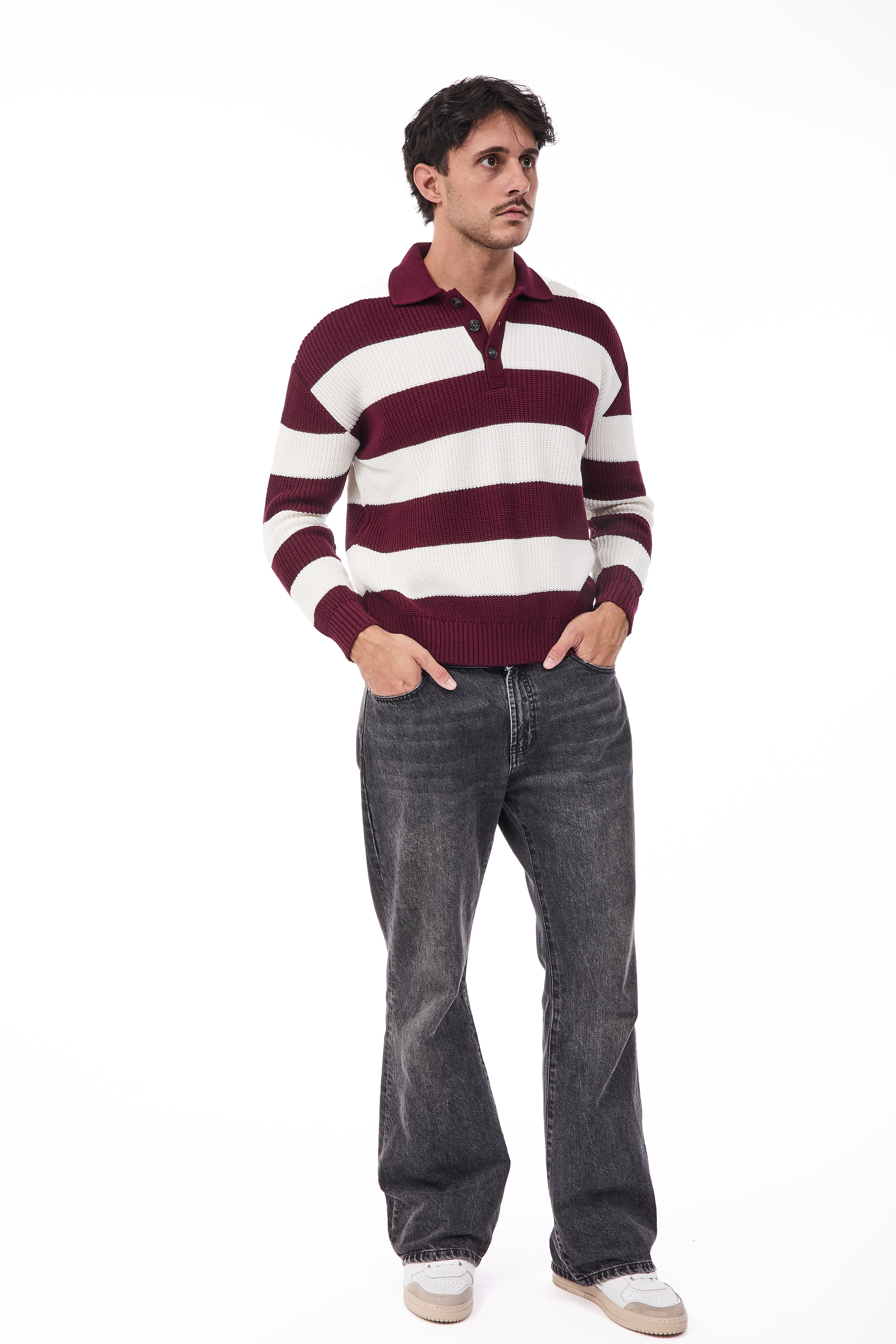 Maglione Superculture Polo AK7049 Bianco-Bordeaux