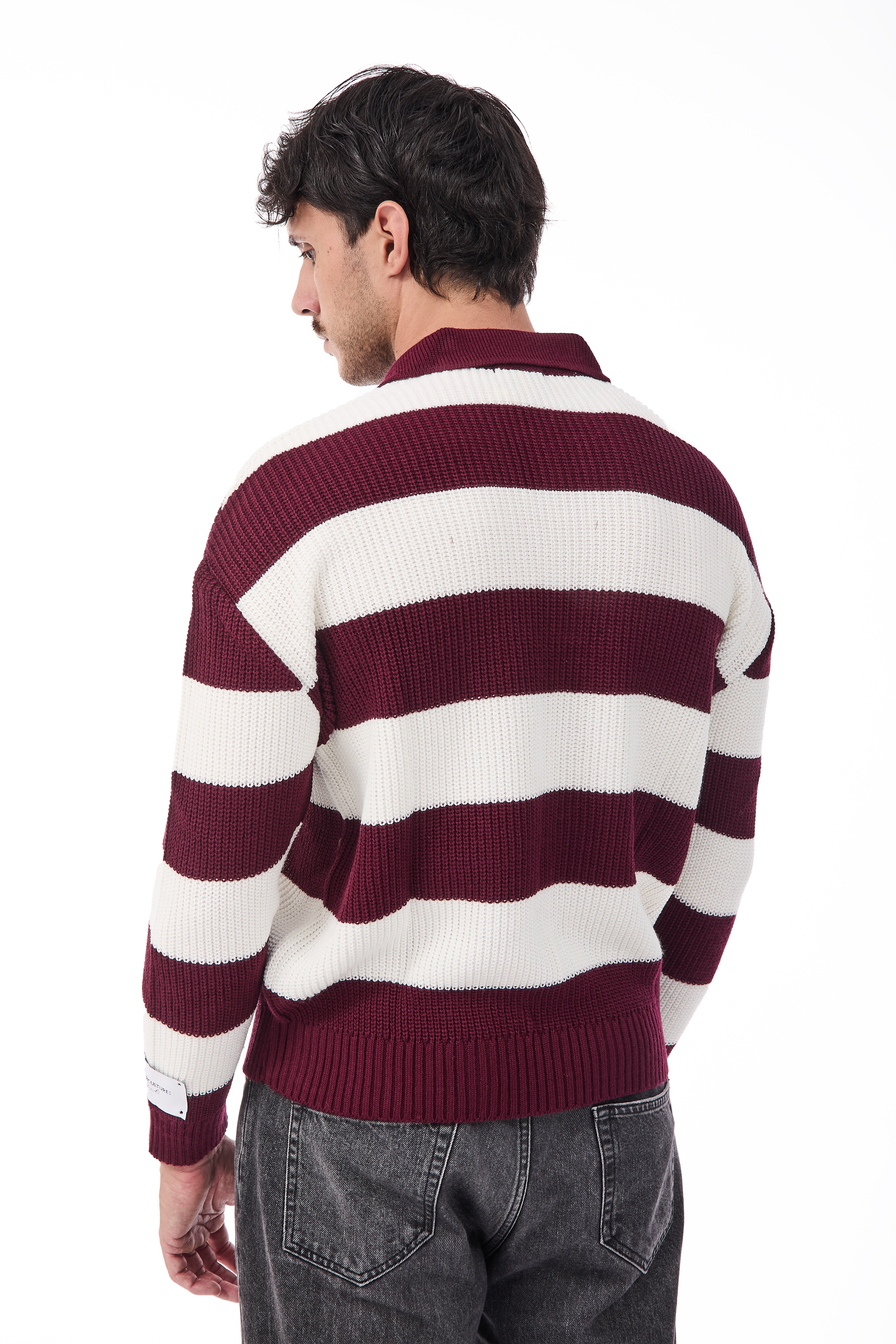 Maglione Superculture Polo AK7049 Bianco-Bordeaux