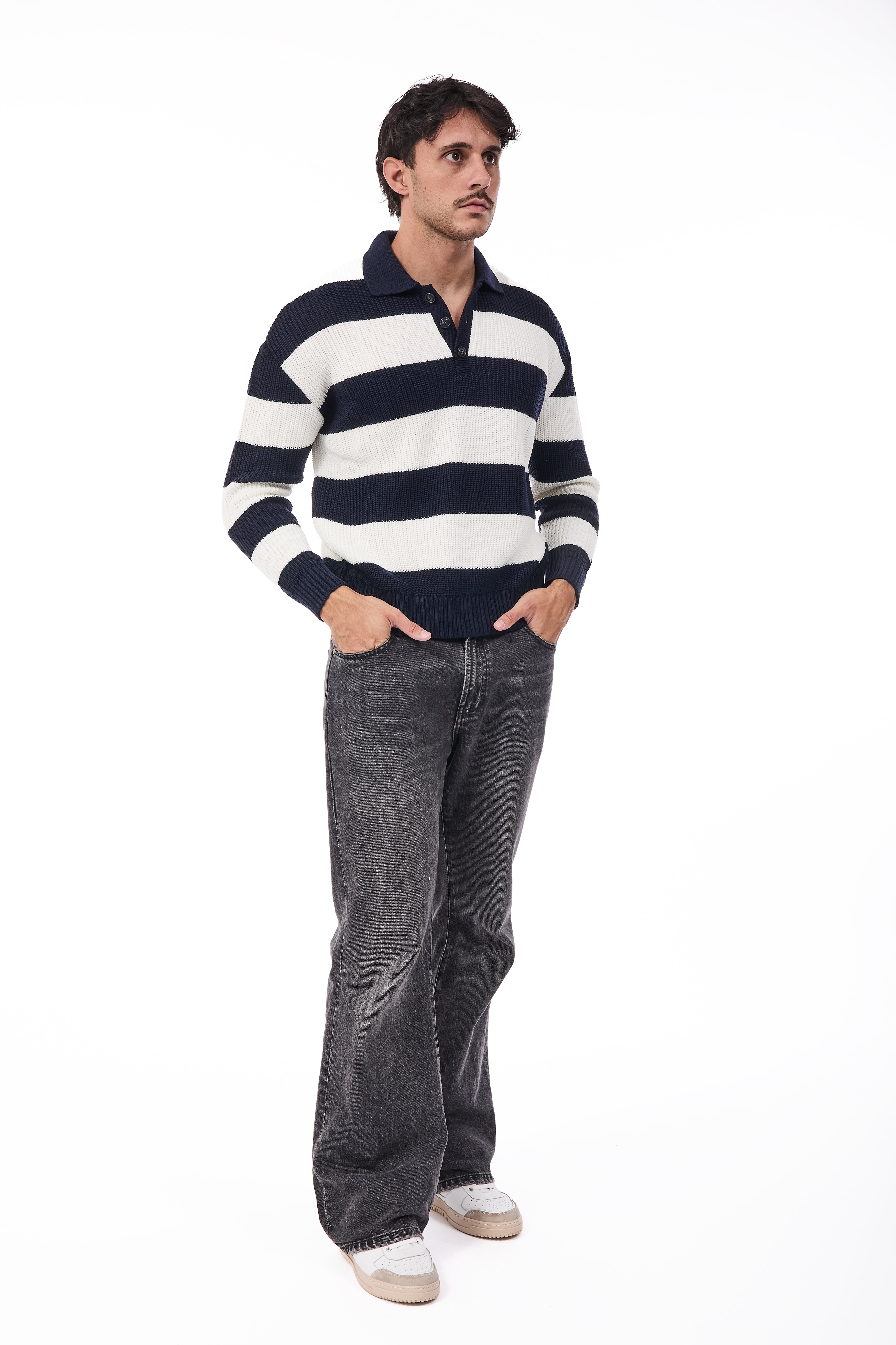 Maglione Superculture Polo AK7049 Blu-Bianco