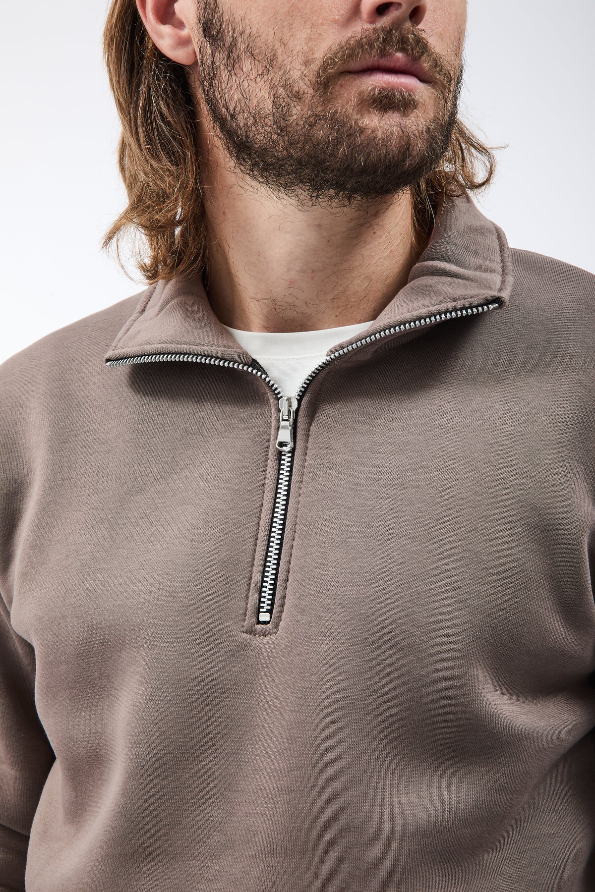 Felpa Superculture Mezza Zip Folk Tortora