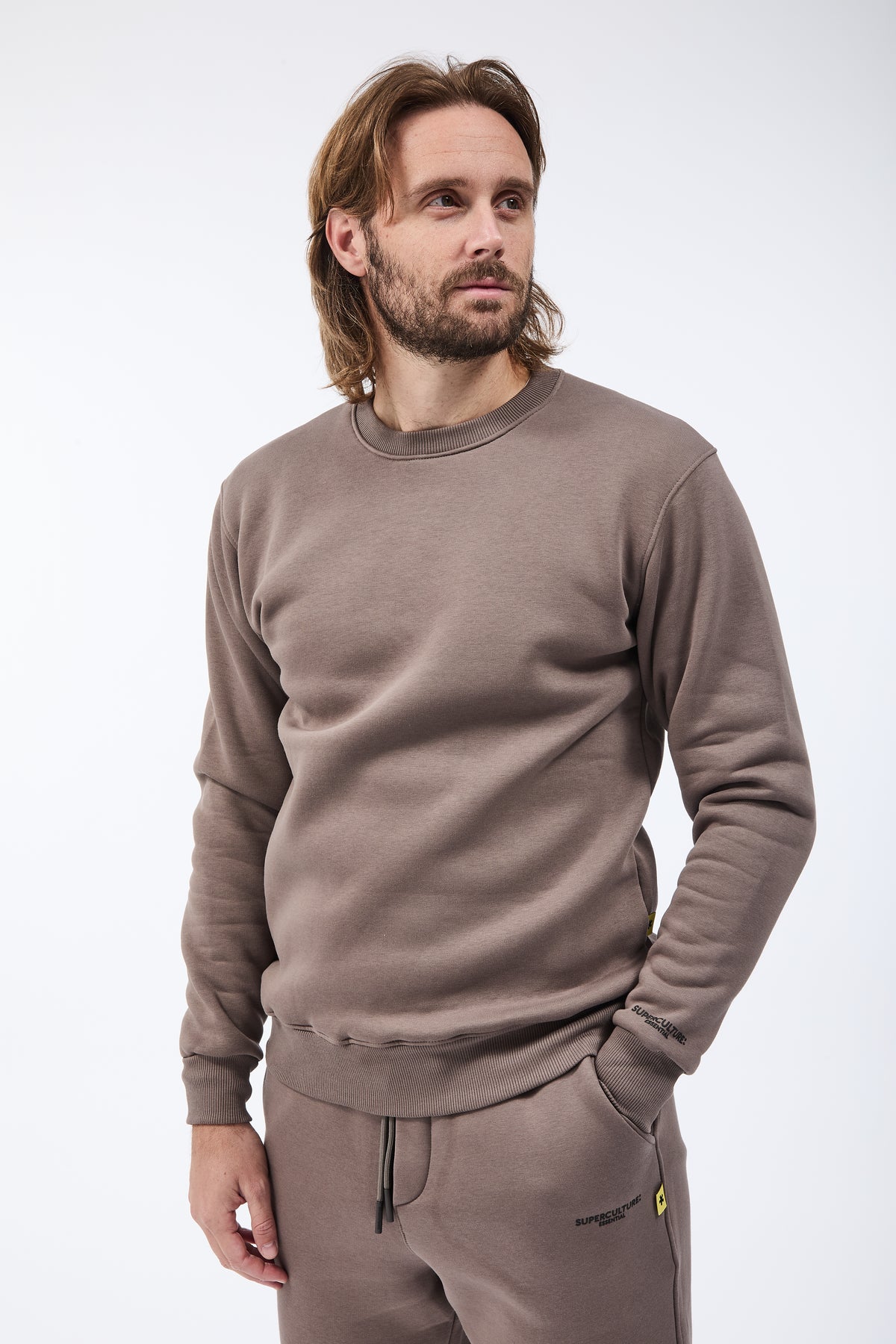 Felpa Superculture Girocollo Teddy Tortora