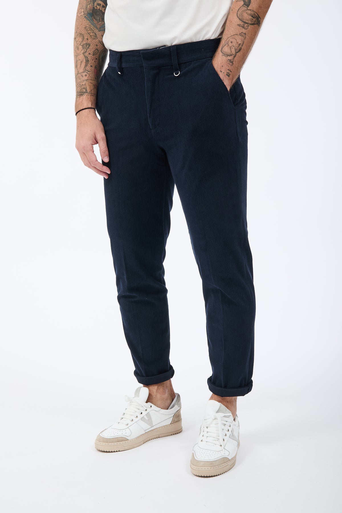 Pantalone Block Eleven Chinos Velluto Blu 10