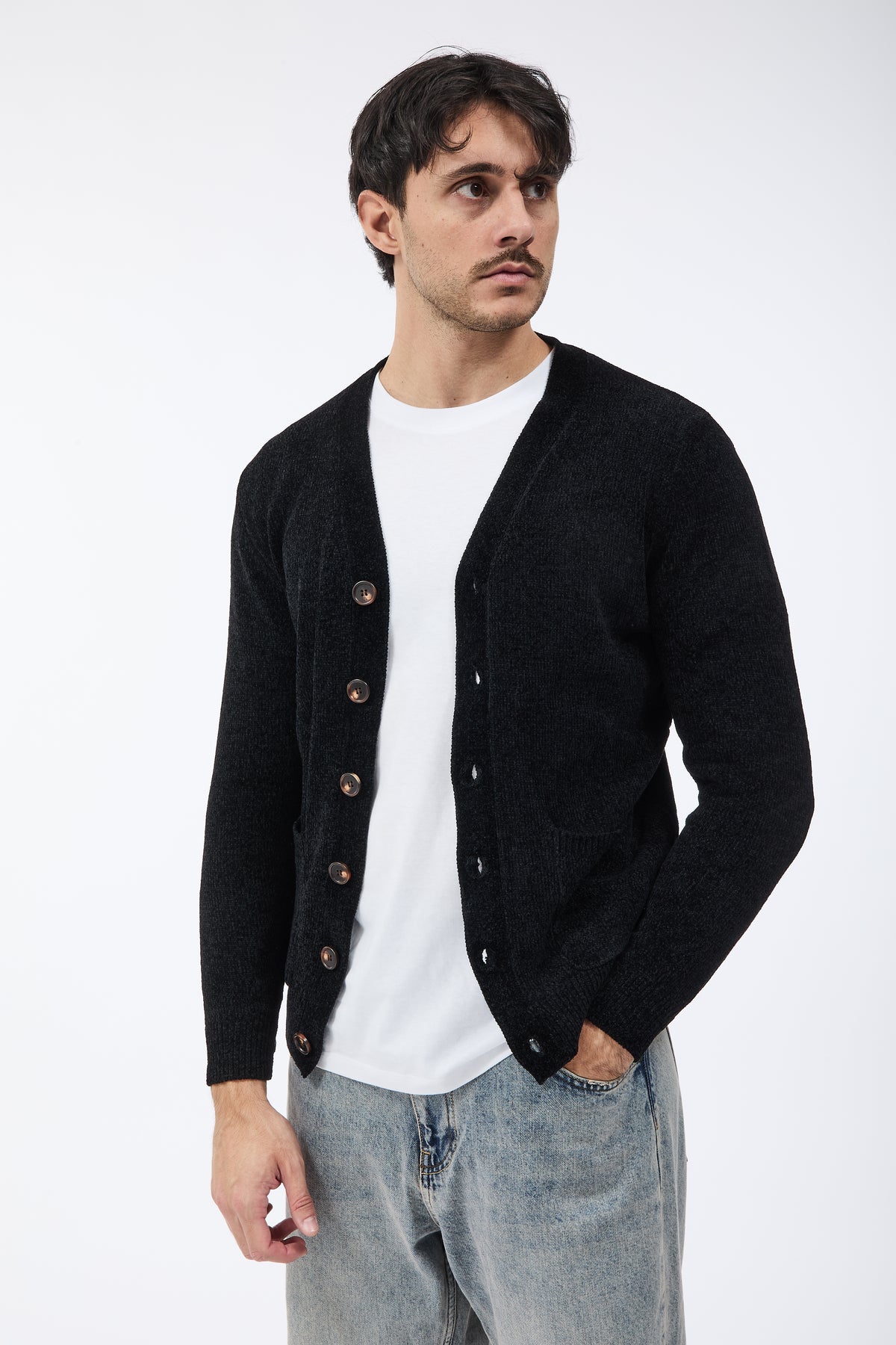 Cardigan Over-d Ciniglia Nero M22