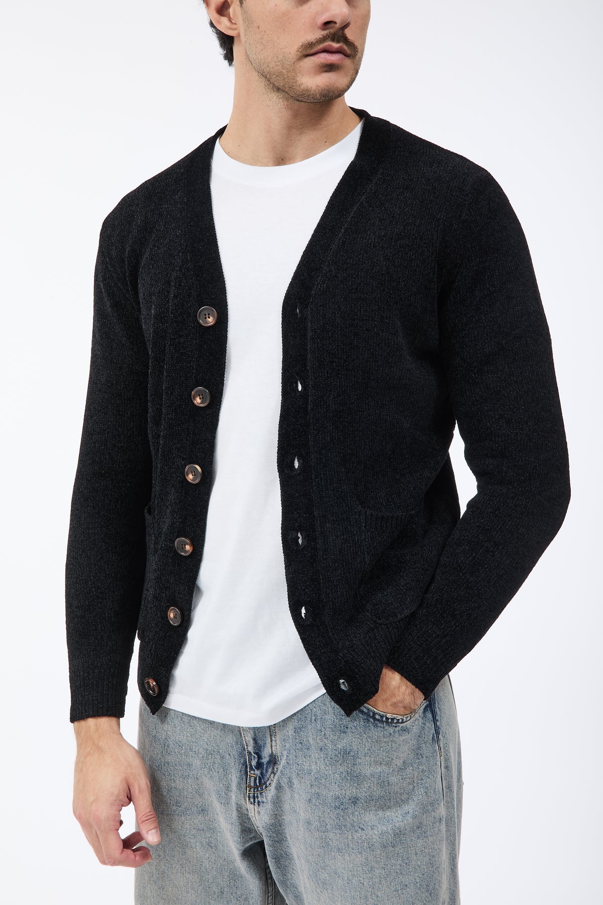 Cardigan Over-d Ciniglia Nero M22