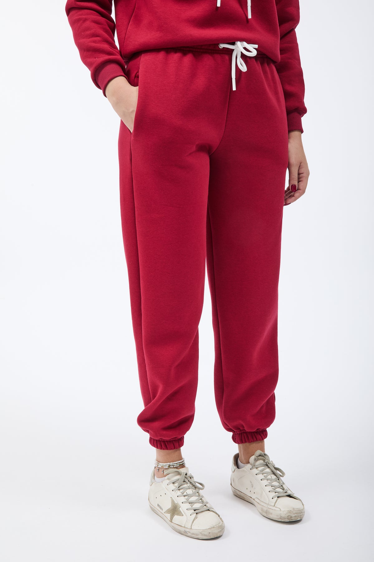 Pantalone Berna Felpa Polsino Rubino